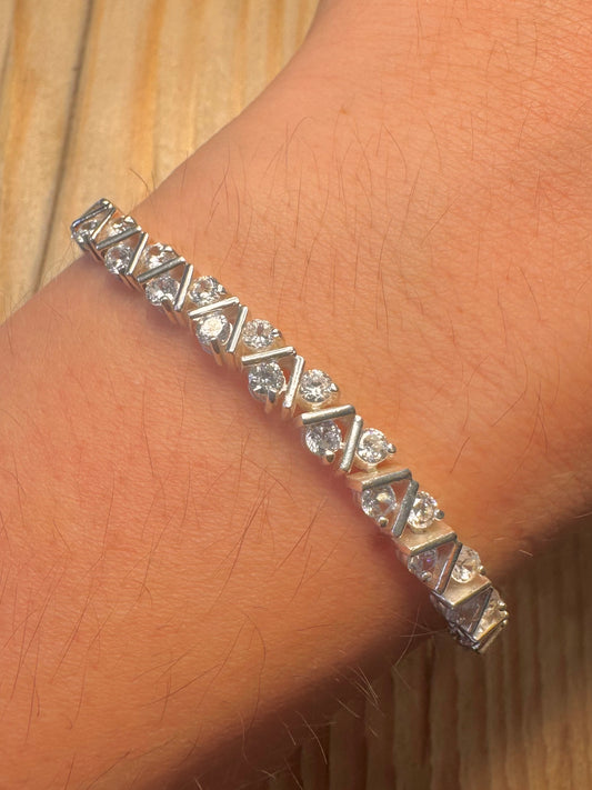 Modern CZ Tennis 925 Sterling Silver 7 inch Bracelet