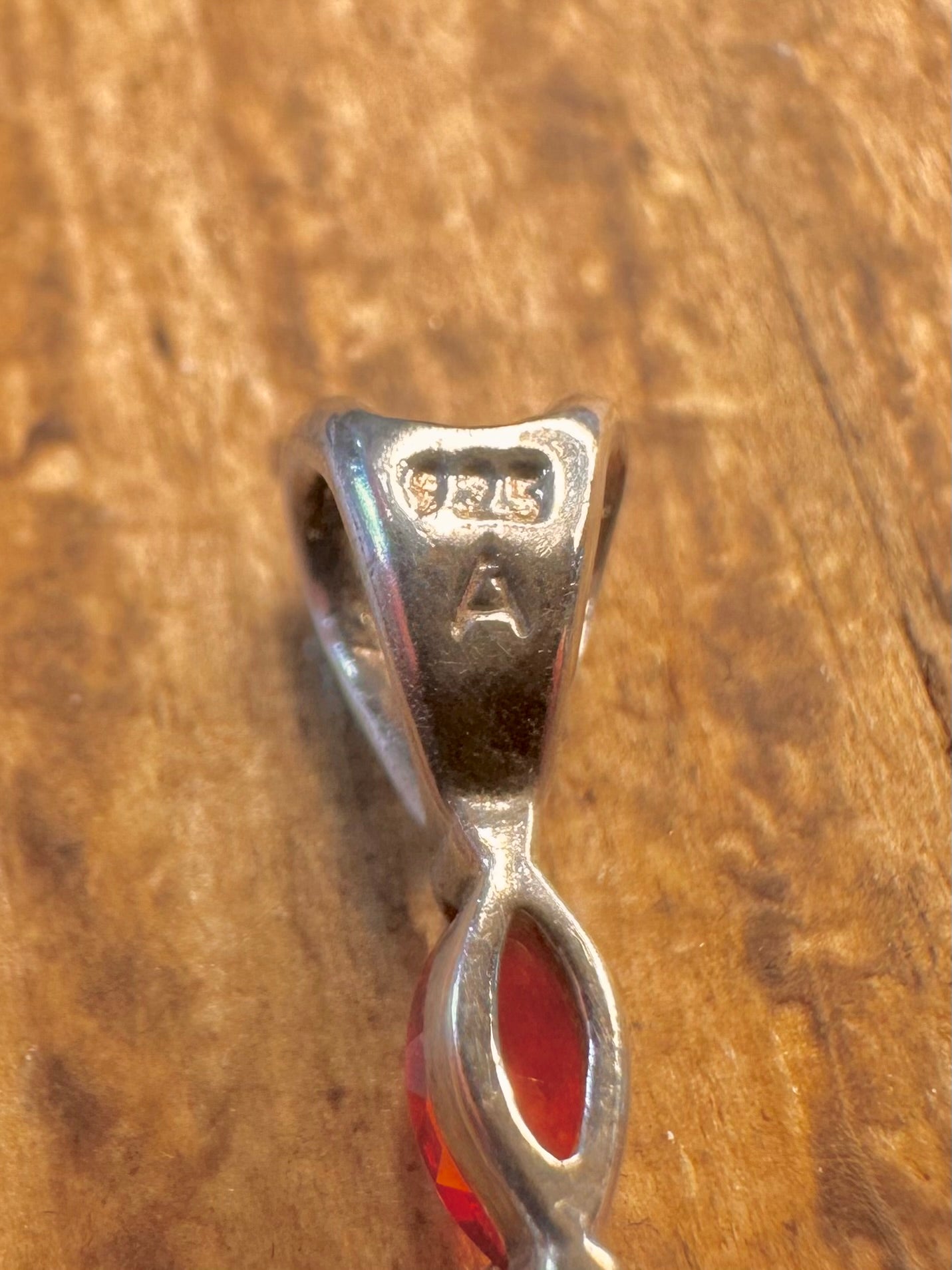 Red and White Stone Cross 925 Sterling Silver Pendant