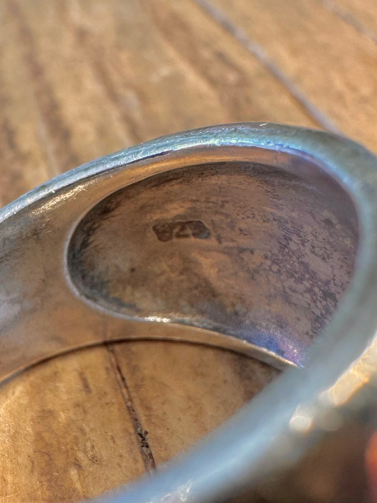 Mother of Pearl Stars Dome 925 Sterling Silver Size O1/2 Ring