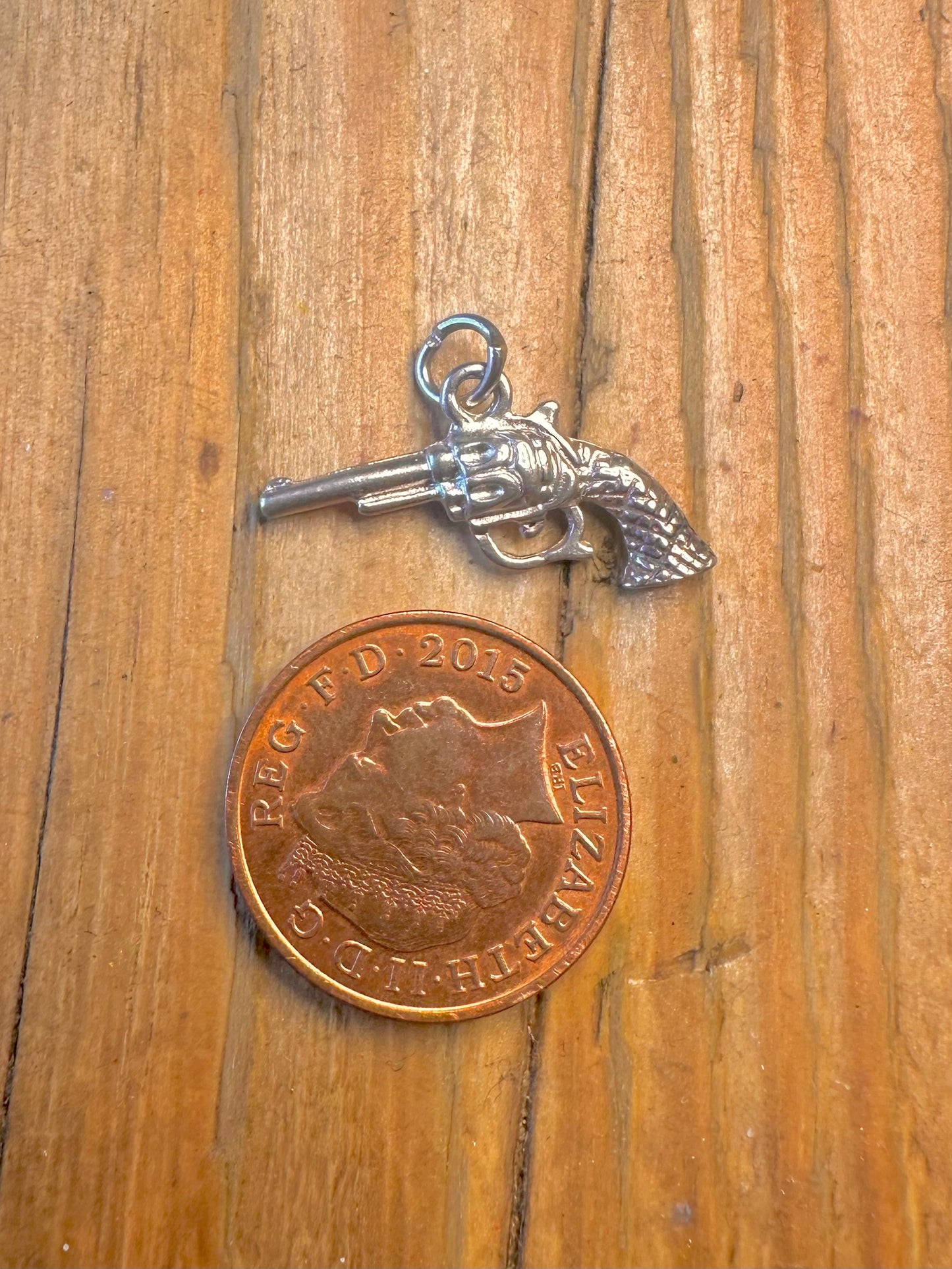 Revolver Classic Western Style 925 Sterling Silver Charm Pendant