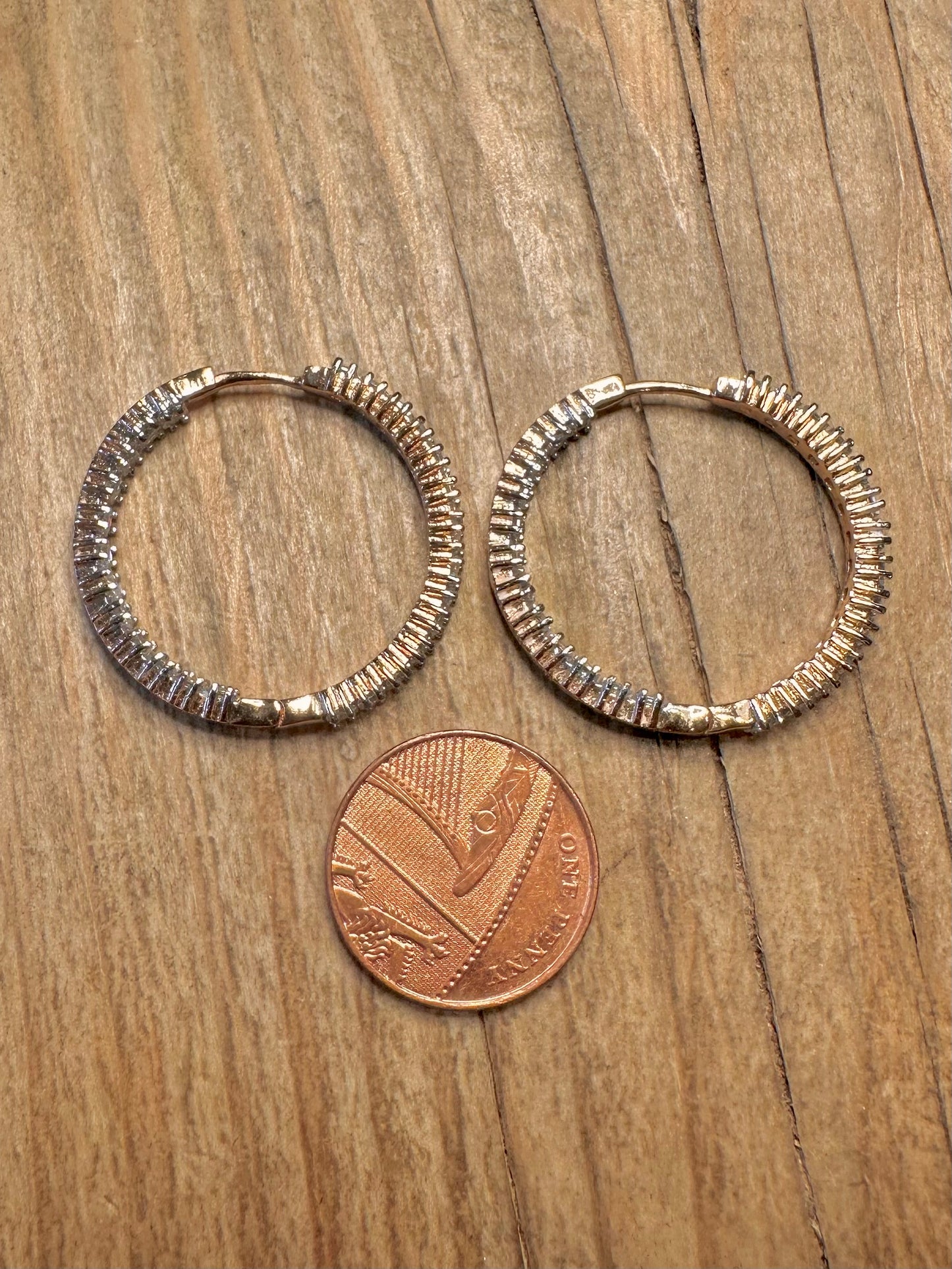 Modern CZ Stone Gold on 925 Sterling Silver Hoop Earrings