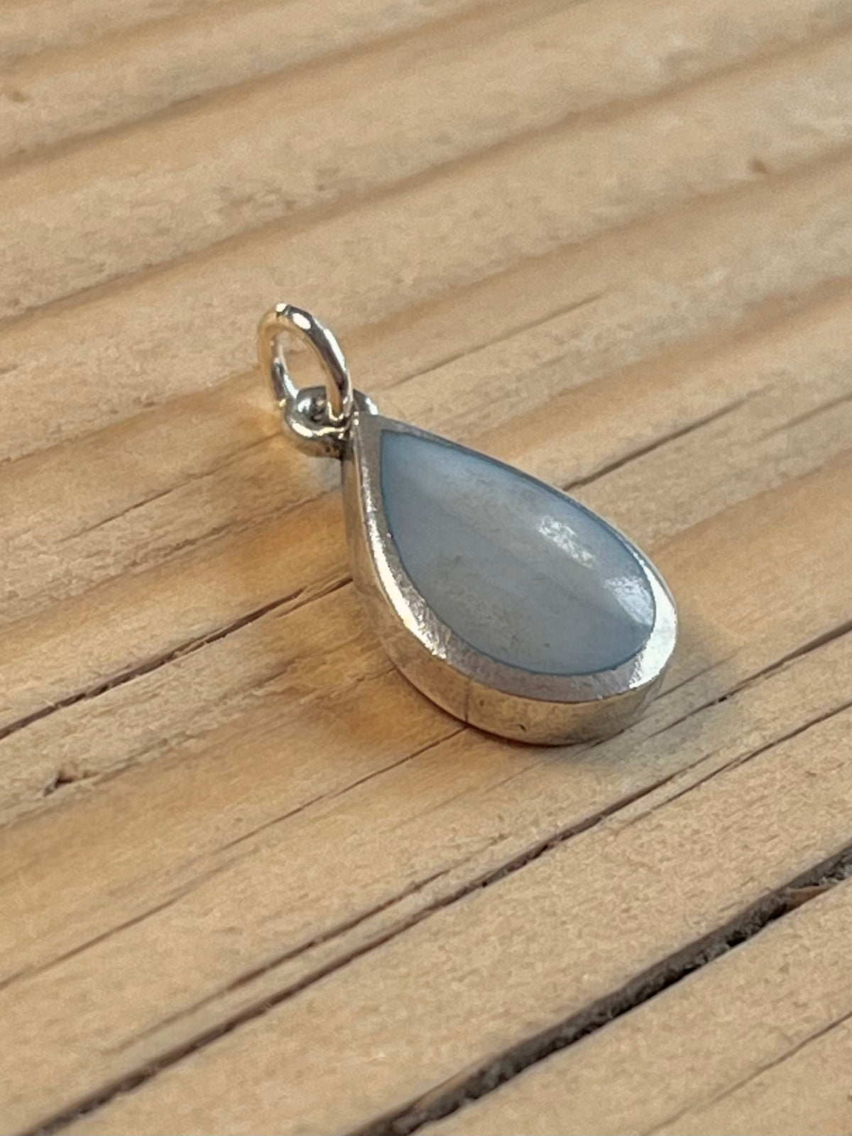 Blue Mother of Pearl Tear Shaped 925 Sterling Silver Pendant