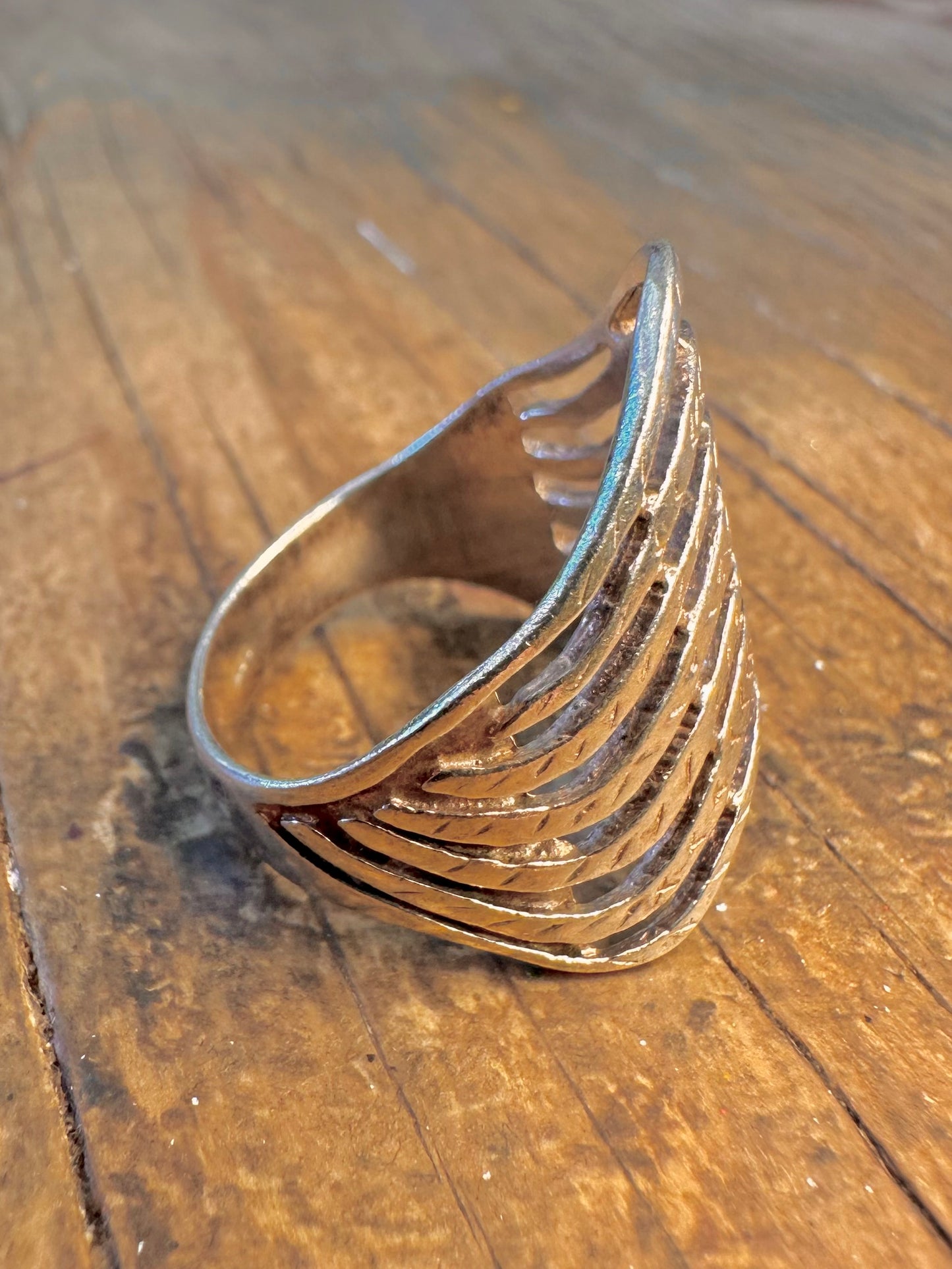 Wavy Layer Engraved 925 Sterling Silver Size T Ring