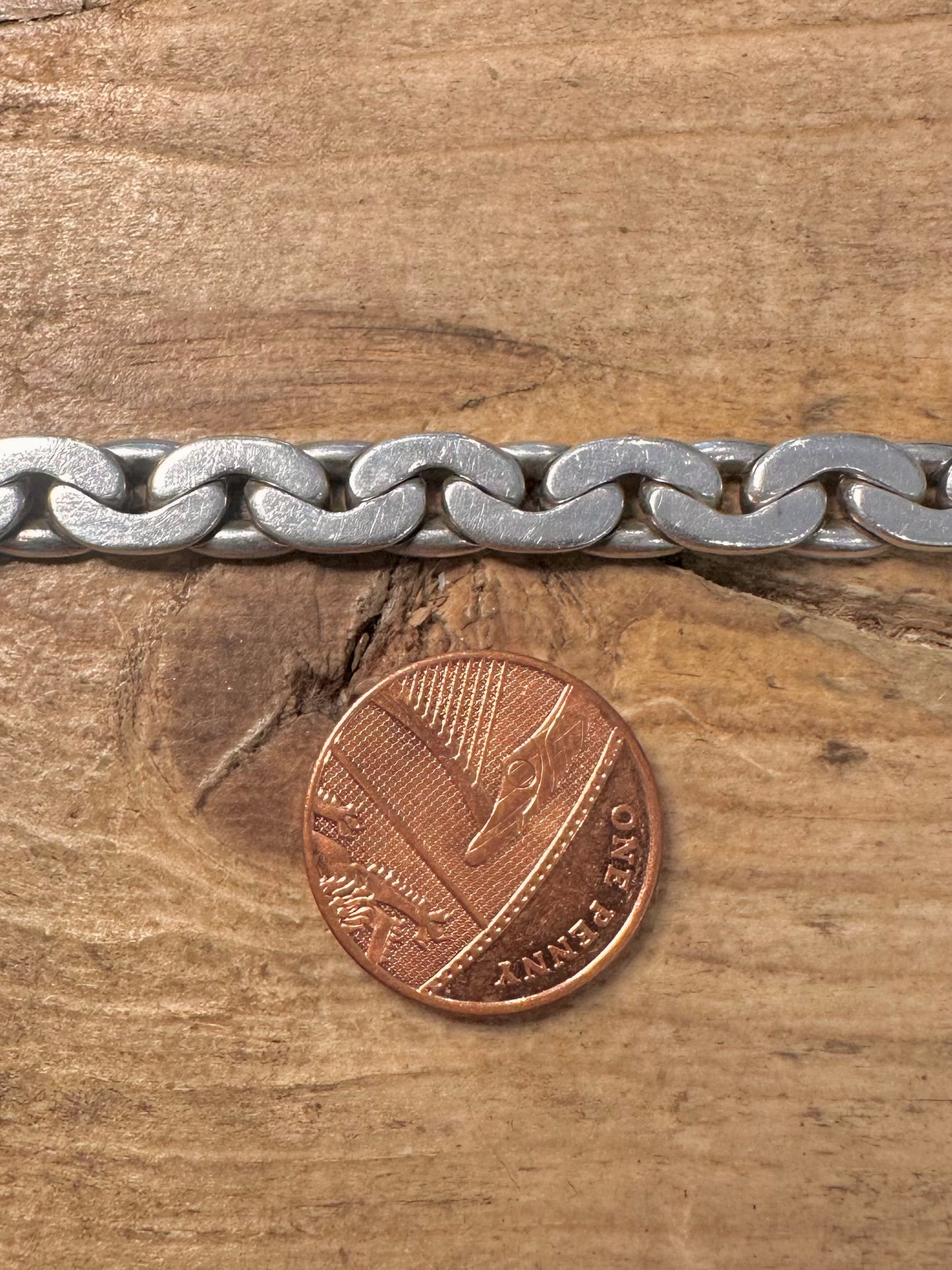 Vintage Unique Oval Curb Link 925 8 inch Necklace