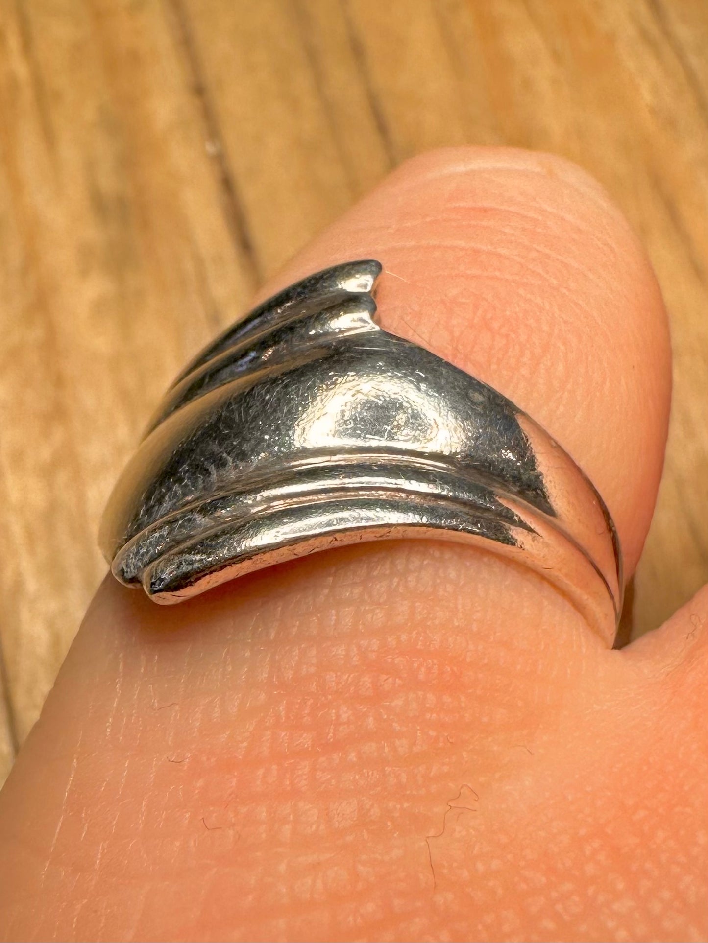 Abstract Shaped 925 Sterling Silver Size M Ring