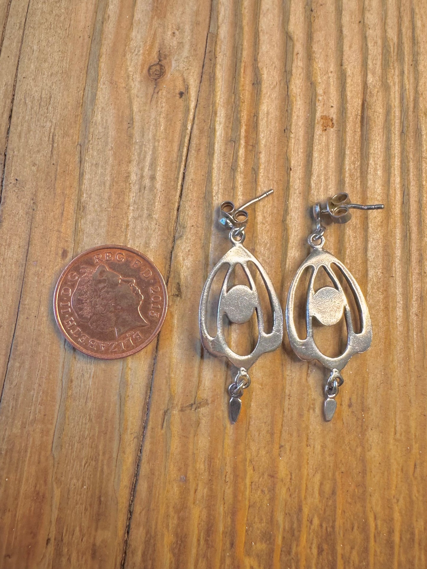 Art Nouveau Style Mother of Pearl 925 Sterling Silver Earrings