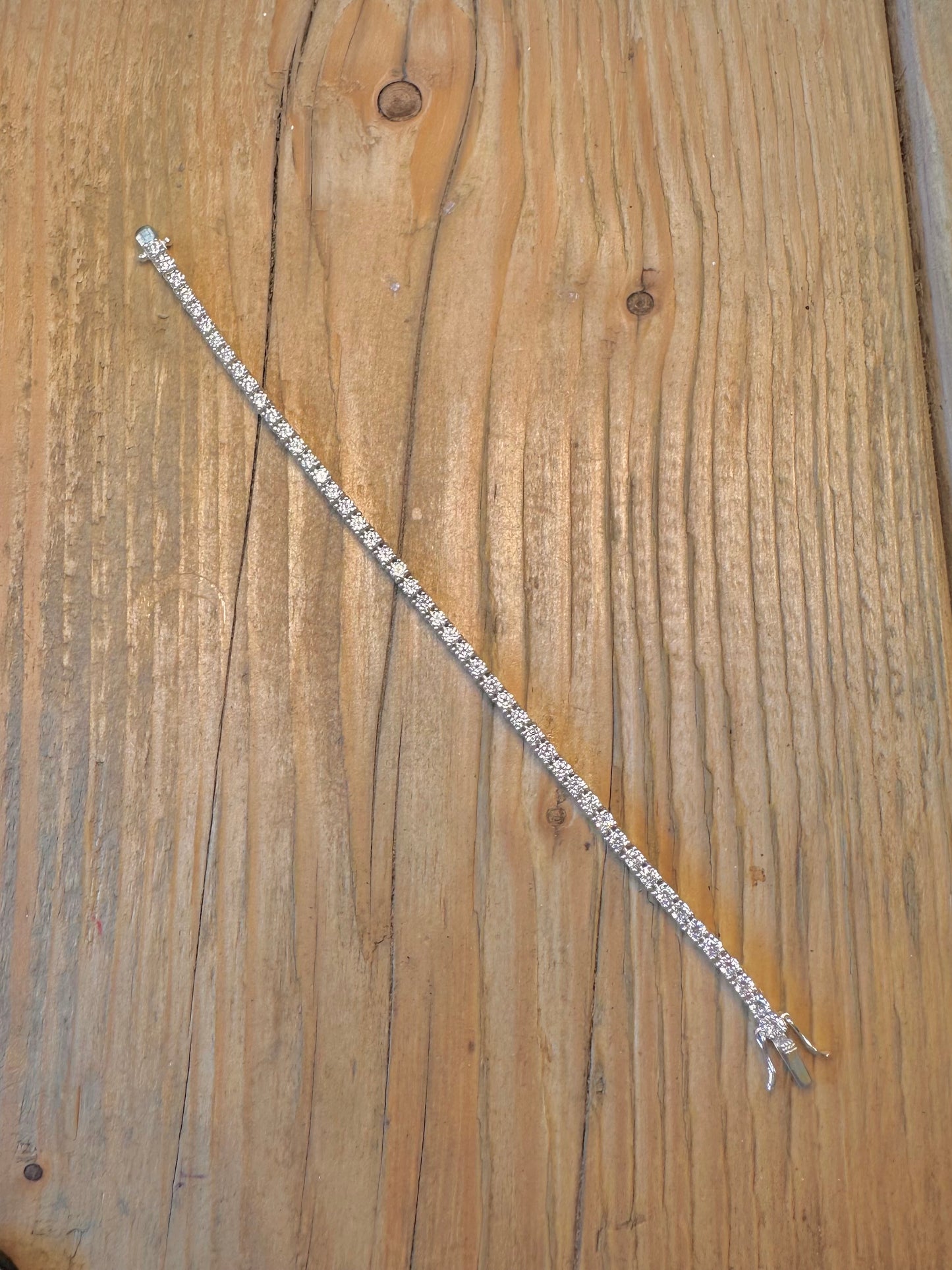White CZ Stone Tennis Bracelet 925 Sterling Silver 7.2 inch Bracelet