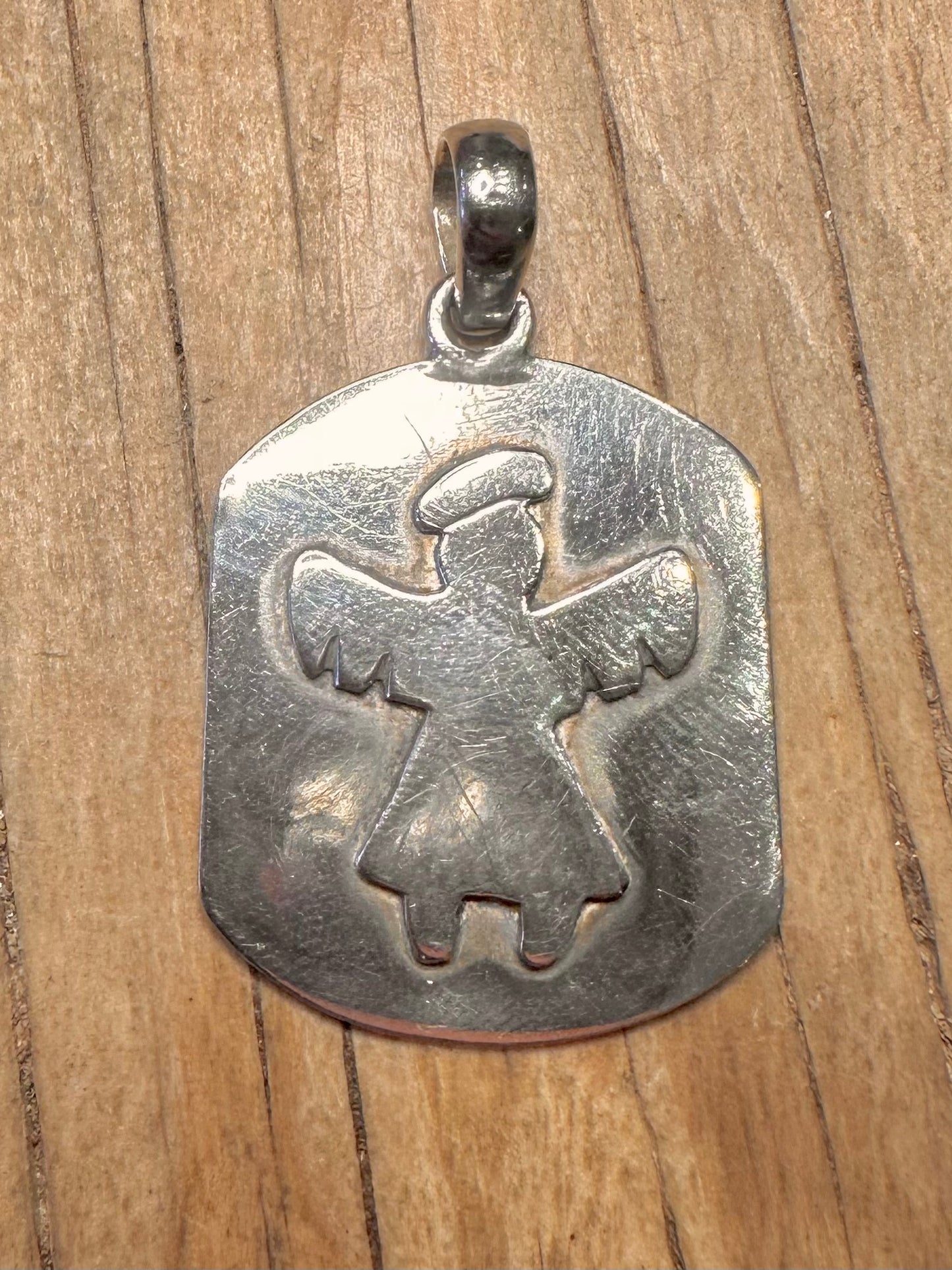Vintage geprägter Engel 925 Sterling Silber Anhänger