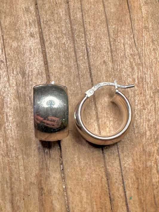 Vintage Chunky Hoops 925 Sterling Silver Earrings