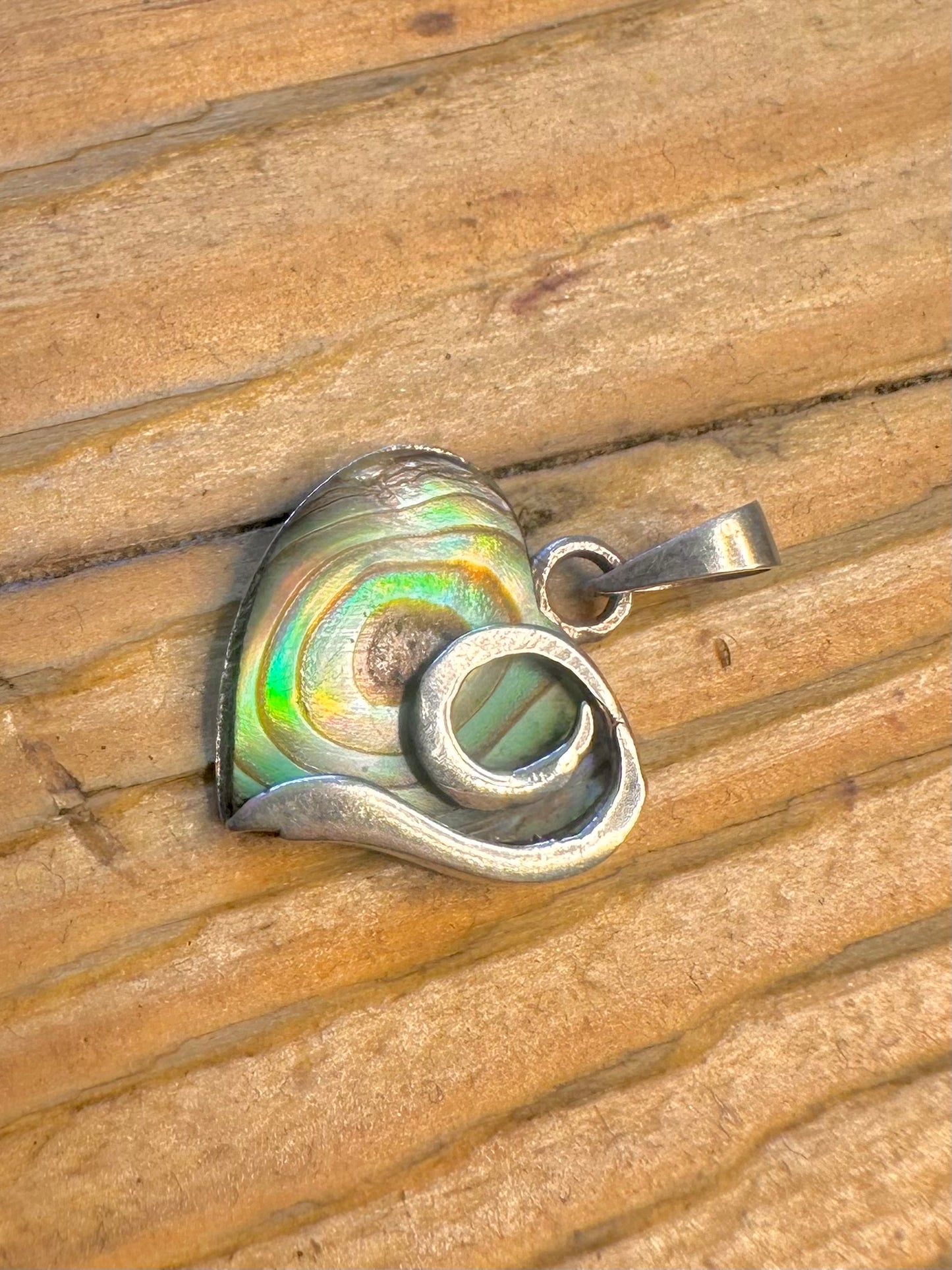 Abalone Heart Swirl 925 Sterling Silver Pendant