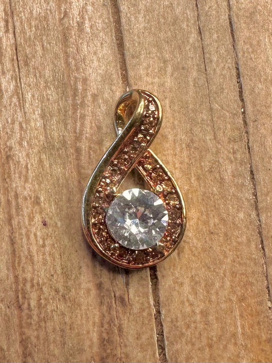 Modern Infinity White CZ Gold on 925 Sterling Silver Pendant