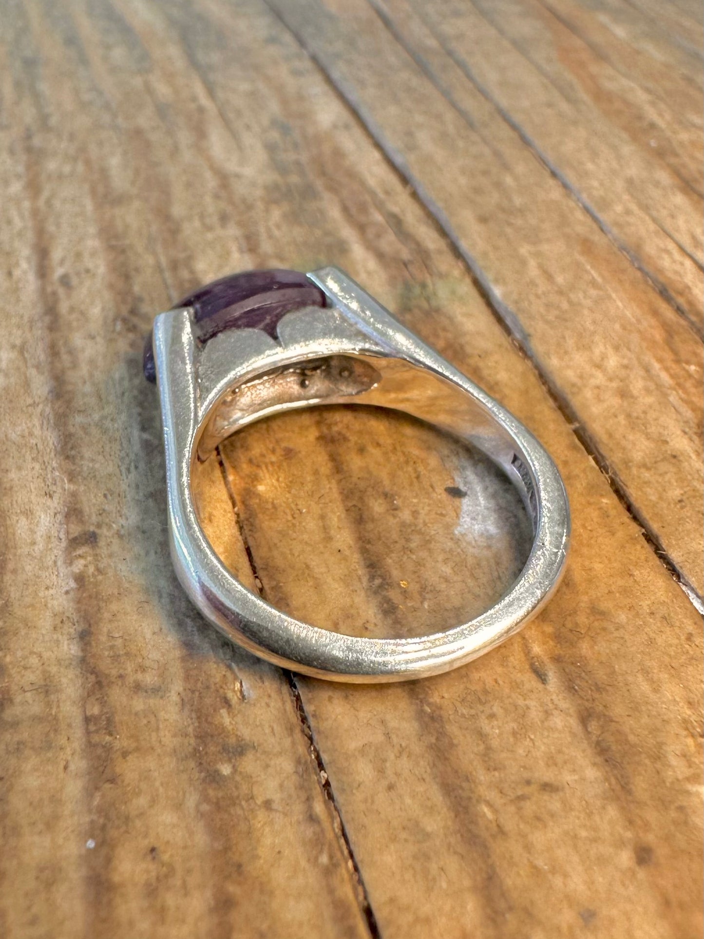 Abstract 1993 Amethyst 925 Sterling Silver Size O Ring