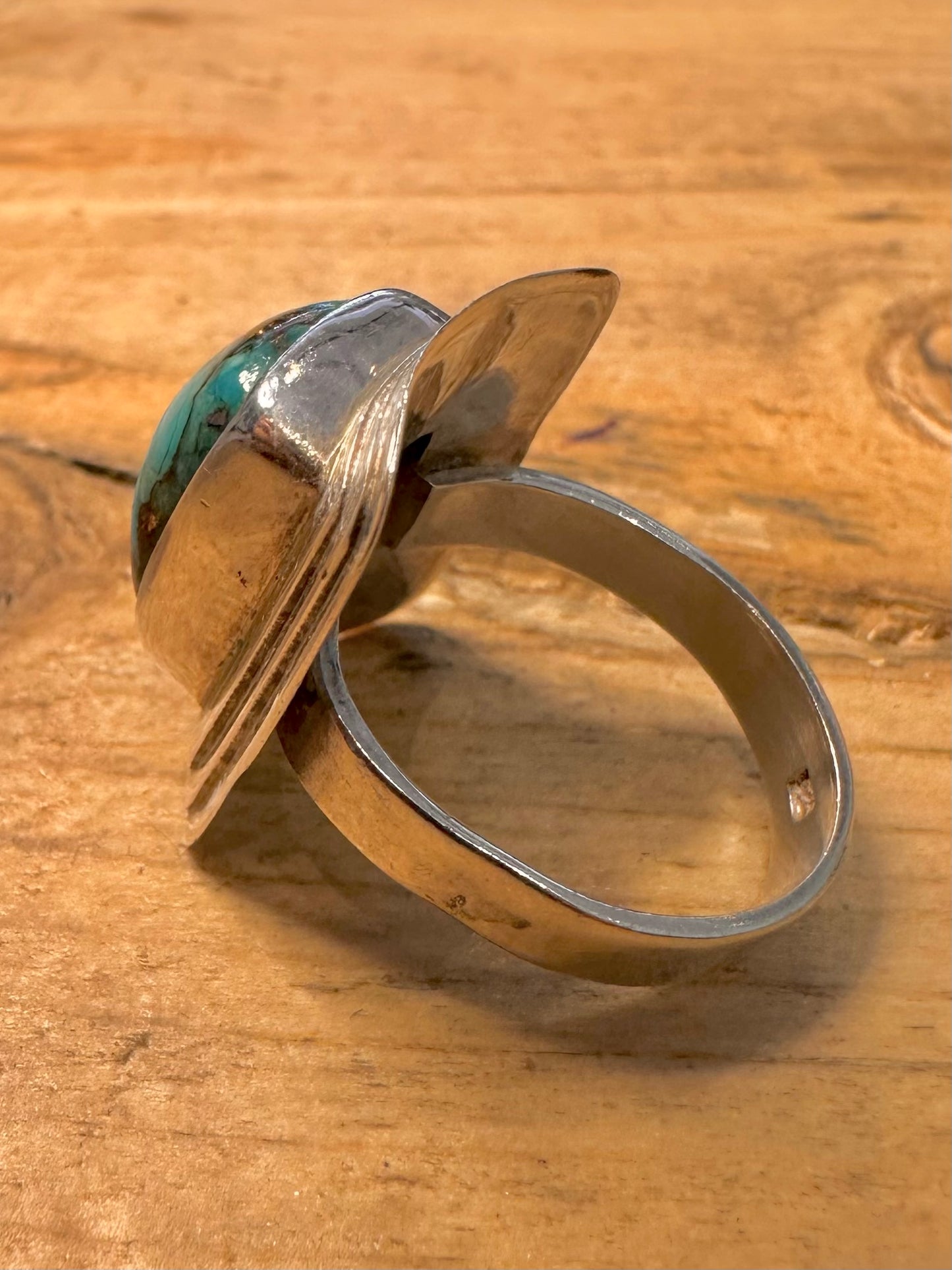 Vintage Square Turquoise 925 Silver Size K Ring