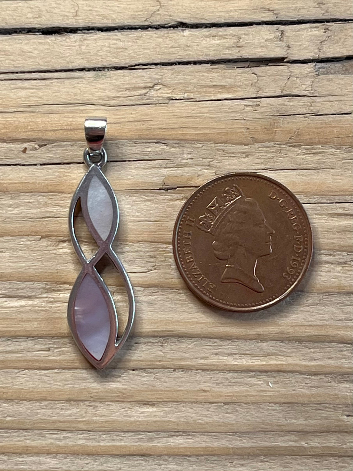 Mother of Pearl Pink and White 925 Sterling Silver Pendant