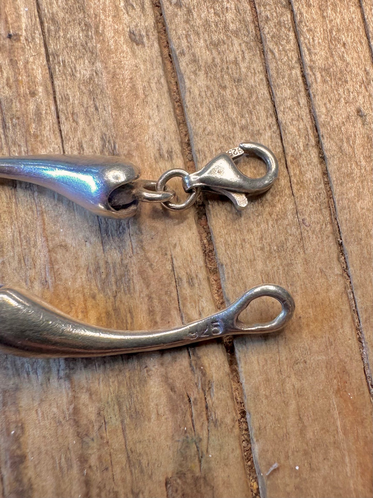 Abstract Teardrop Link 925 Sterling Silver 7.4 inch Bracelet