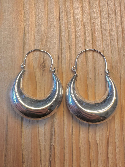 Vintage Chunky Hoops 925 Sterling Silver Earrings