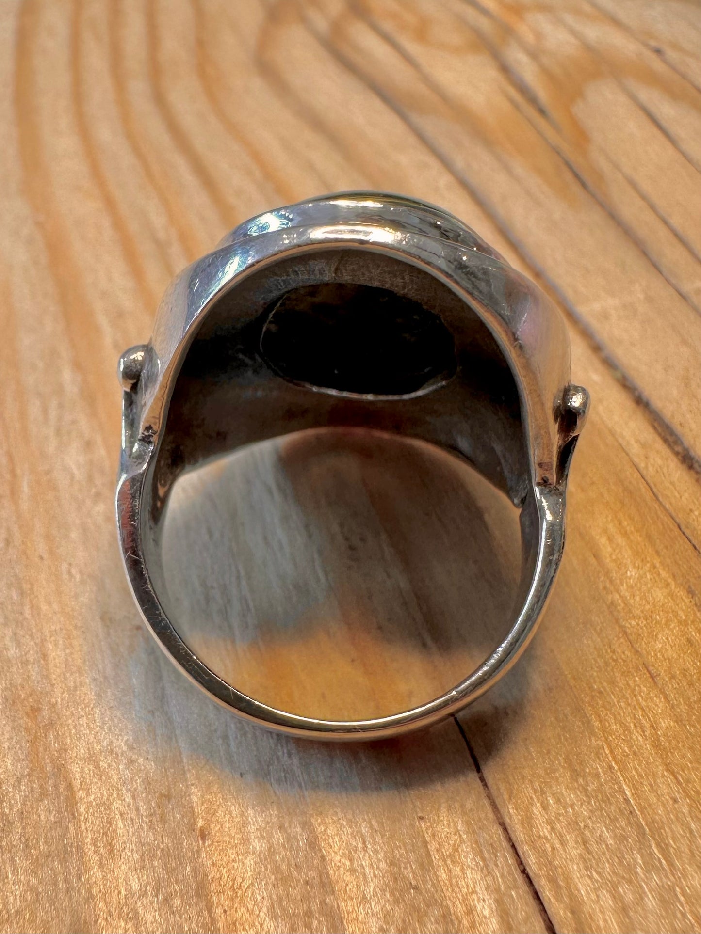 Vintage Mosaic Opal Oval 925 Silver Size R1/2 Ring