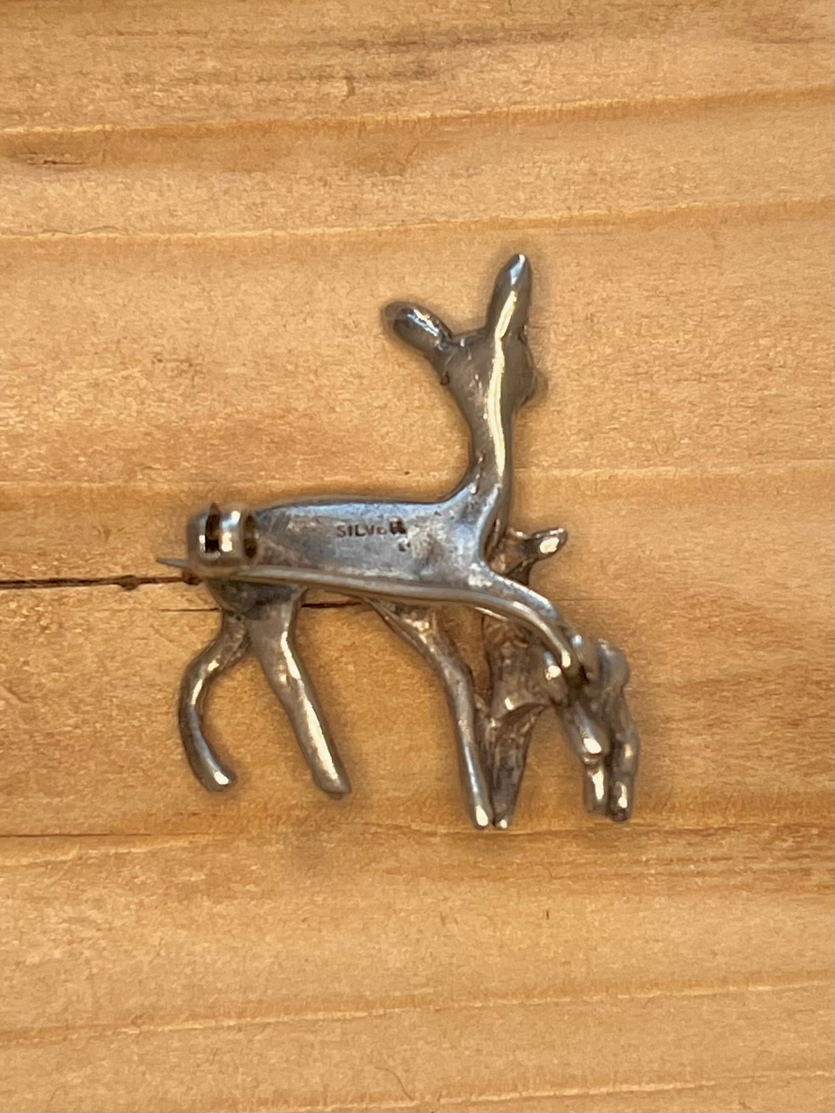 Deer and Faun Marcasite 925 Sterling Silver Brooch