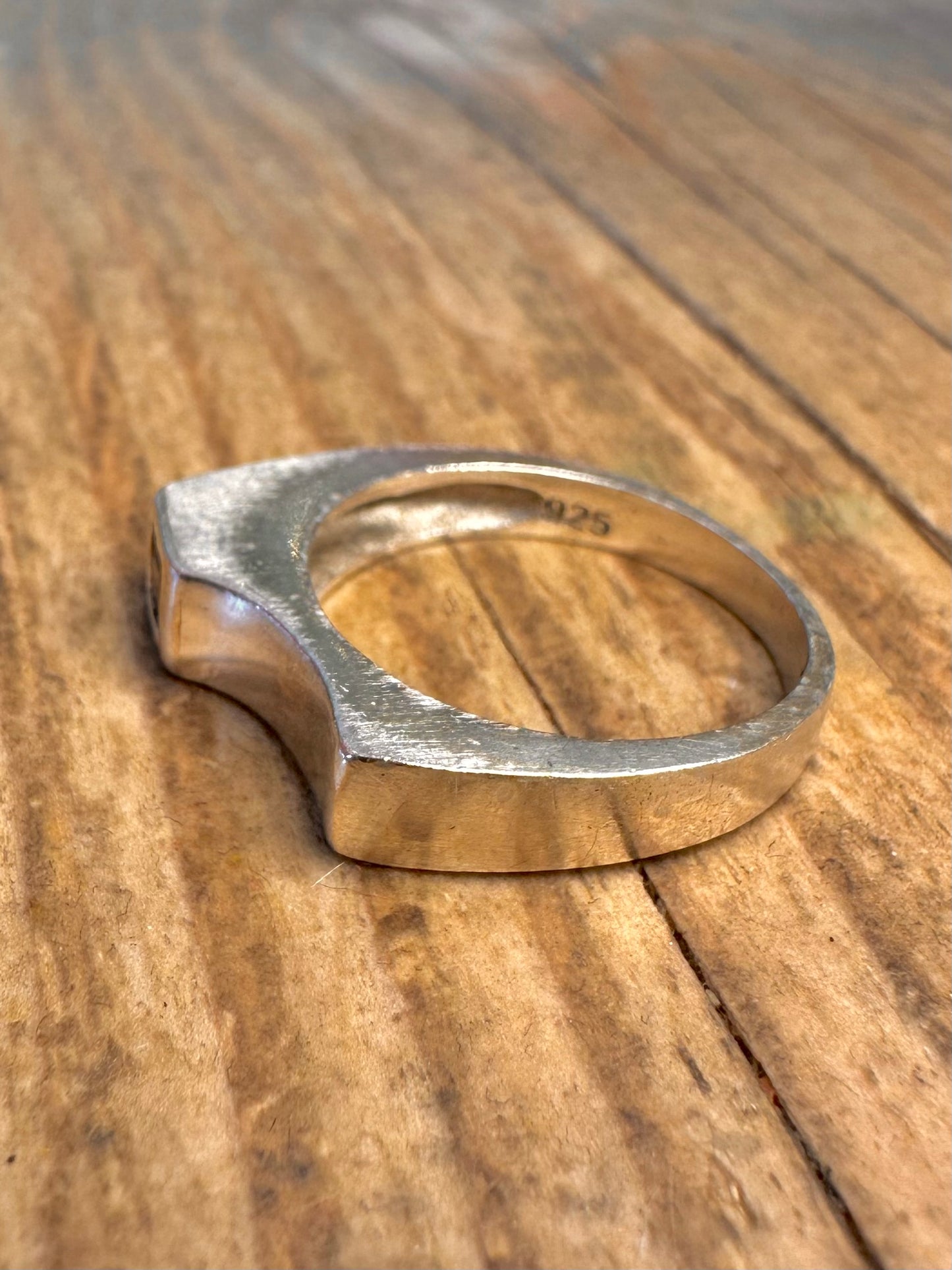 Abstract Orange Stone 925 Sterling Silver Size O Ring