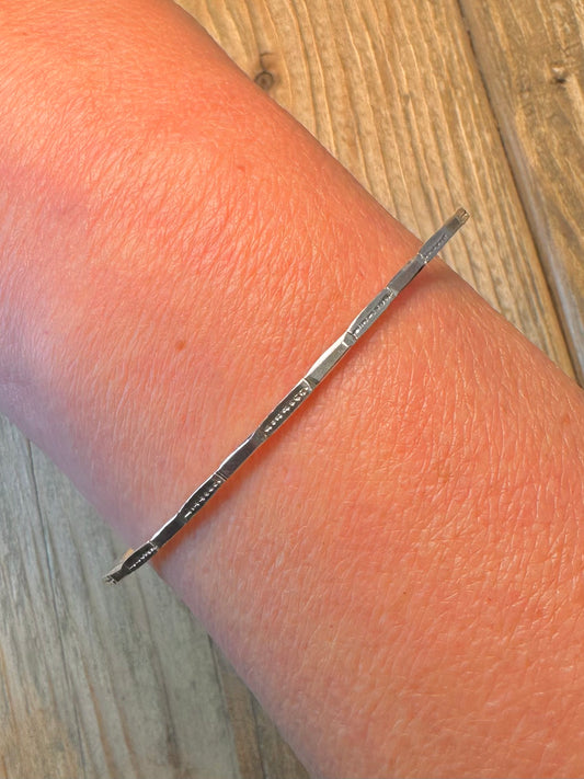 Abstract Textured Stacker 925 Sterling Silver Bangle