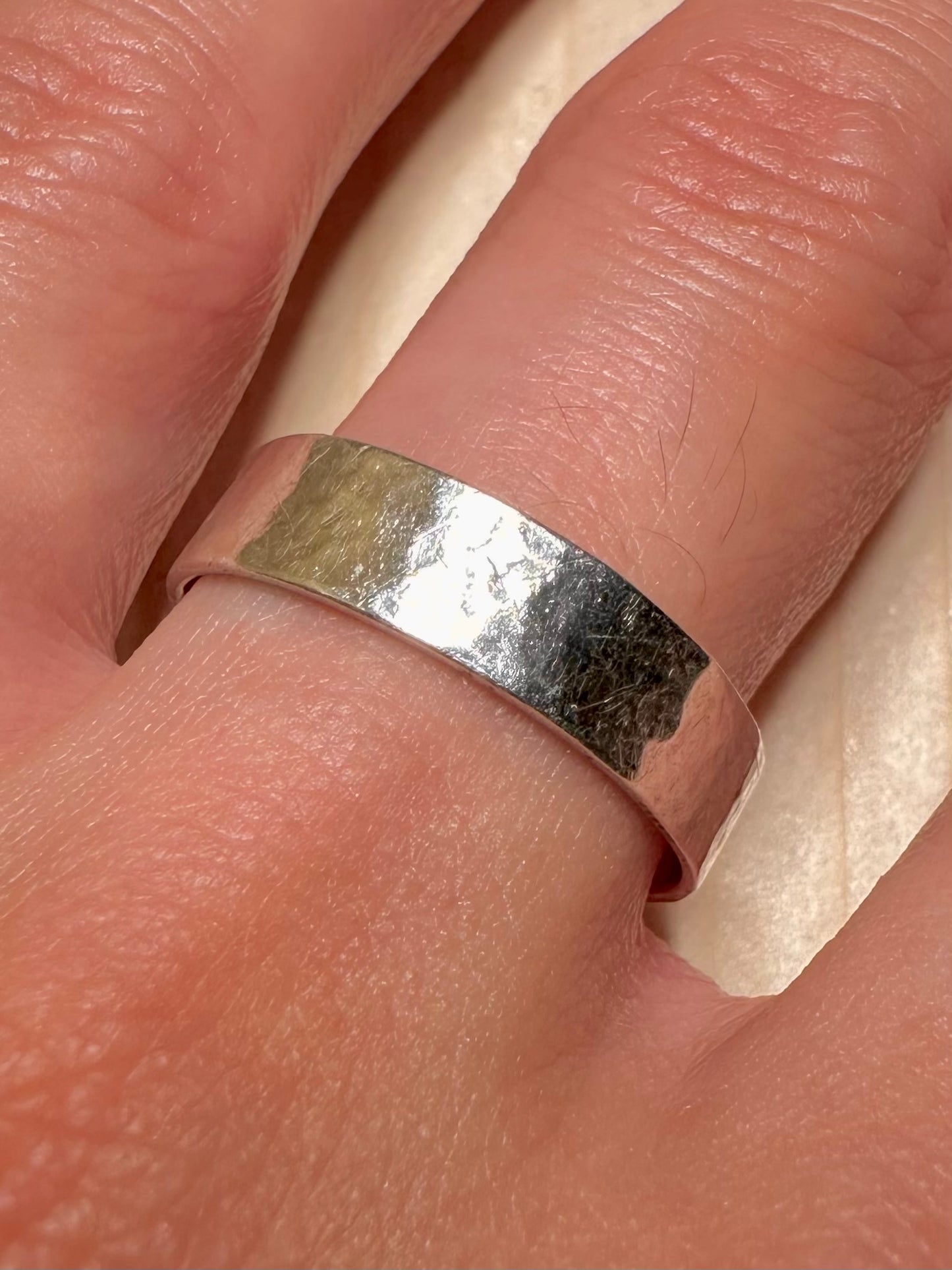 Hammered Band 925 Sterling Silver Size U Ring