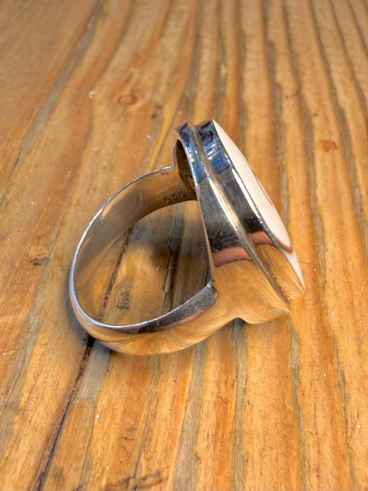 Shiva Eye Shell 925 Sterling Silver Size R Ring