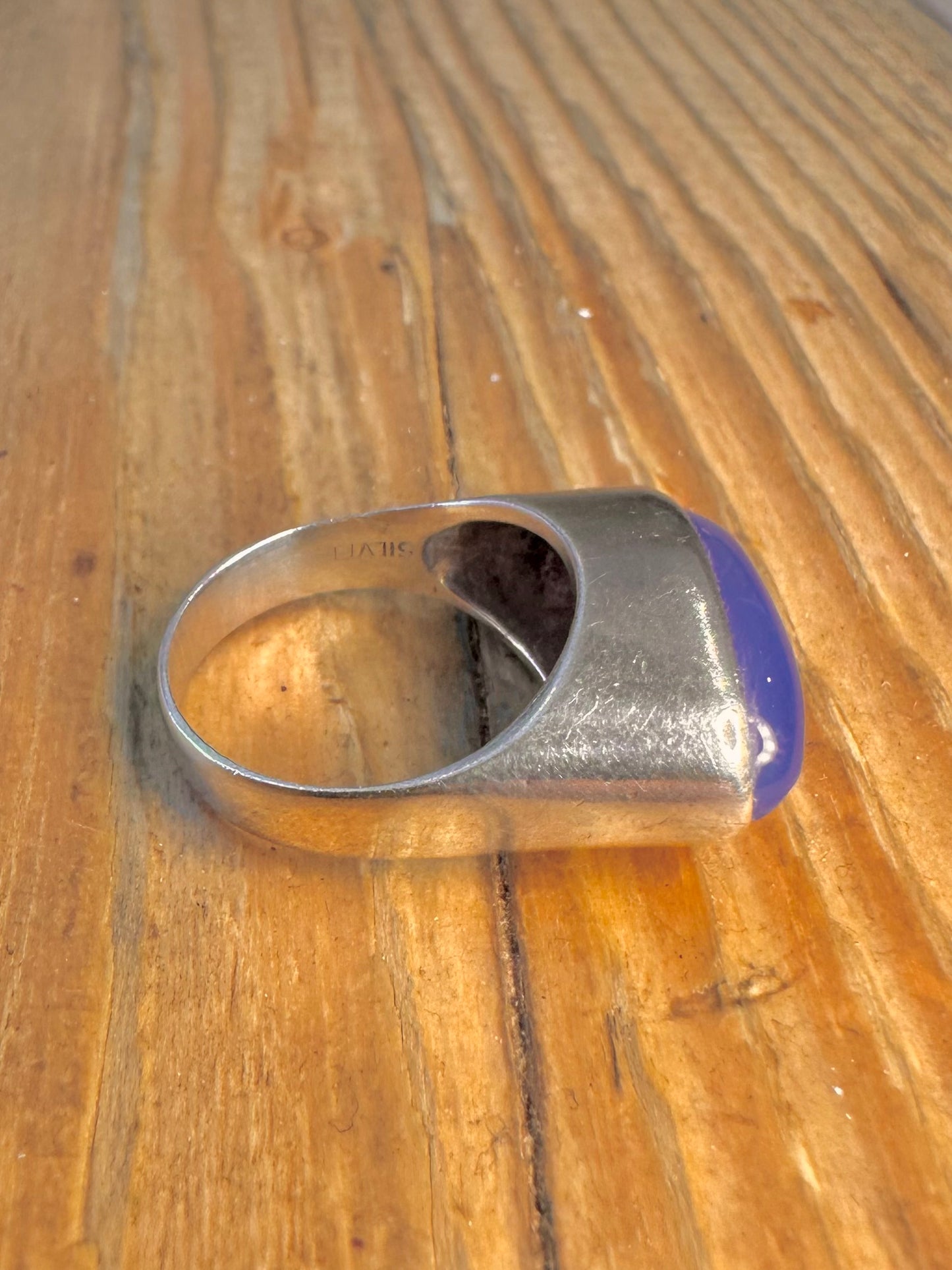 Blue Oval Shaped 925 Sterling Silver Size M Ring