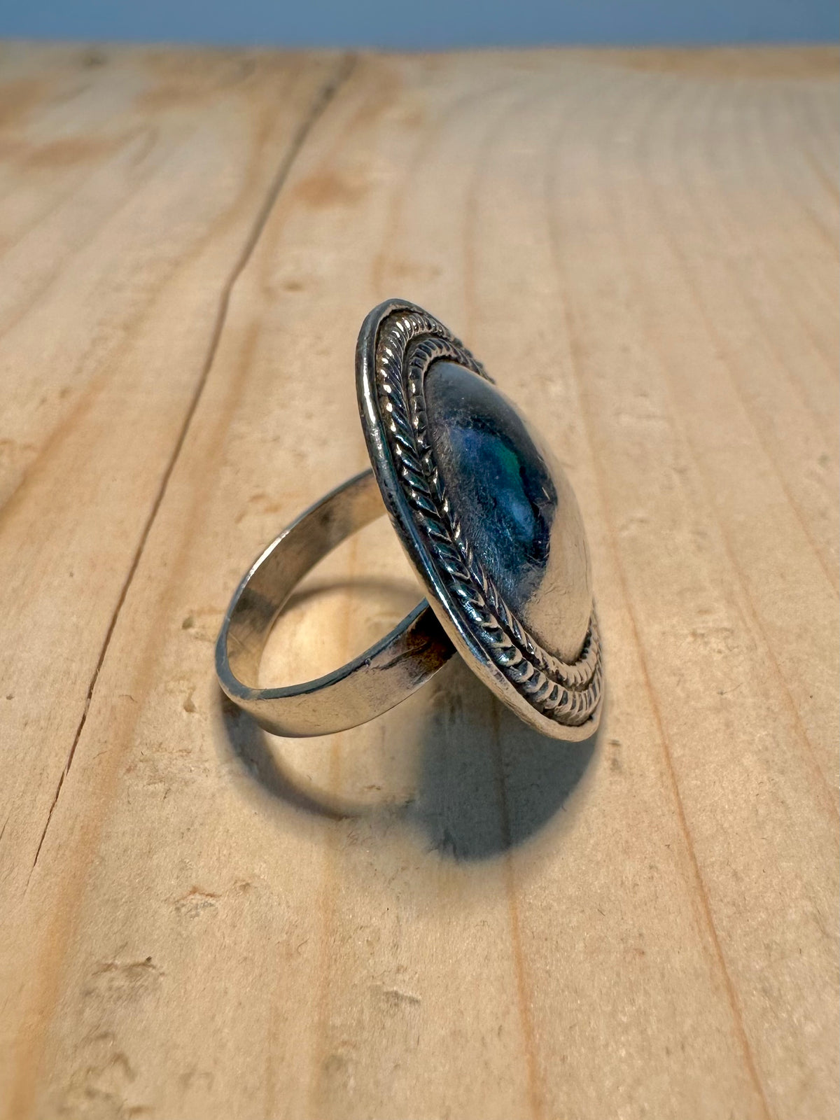 Large Circular Rope Engraved Statement 925 Sterling Silver Size L Ring
