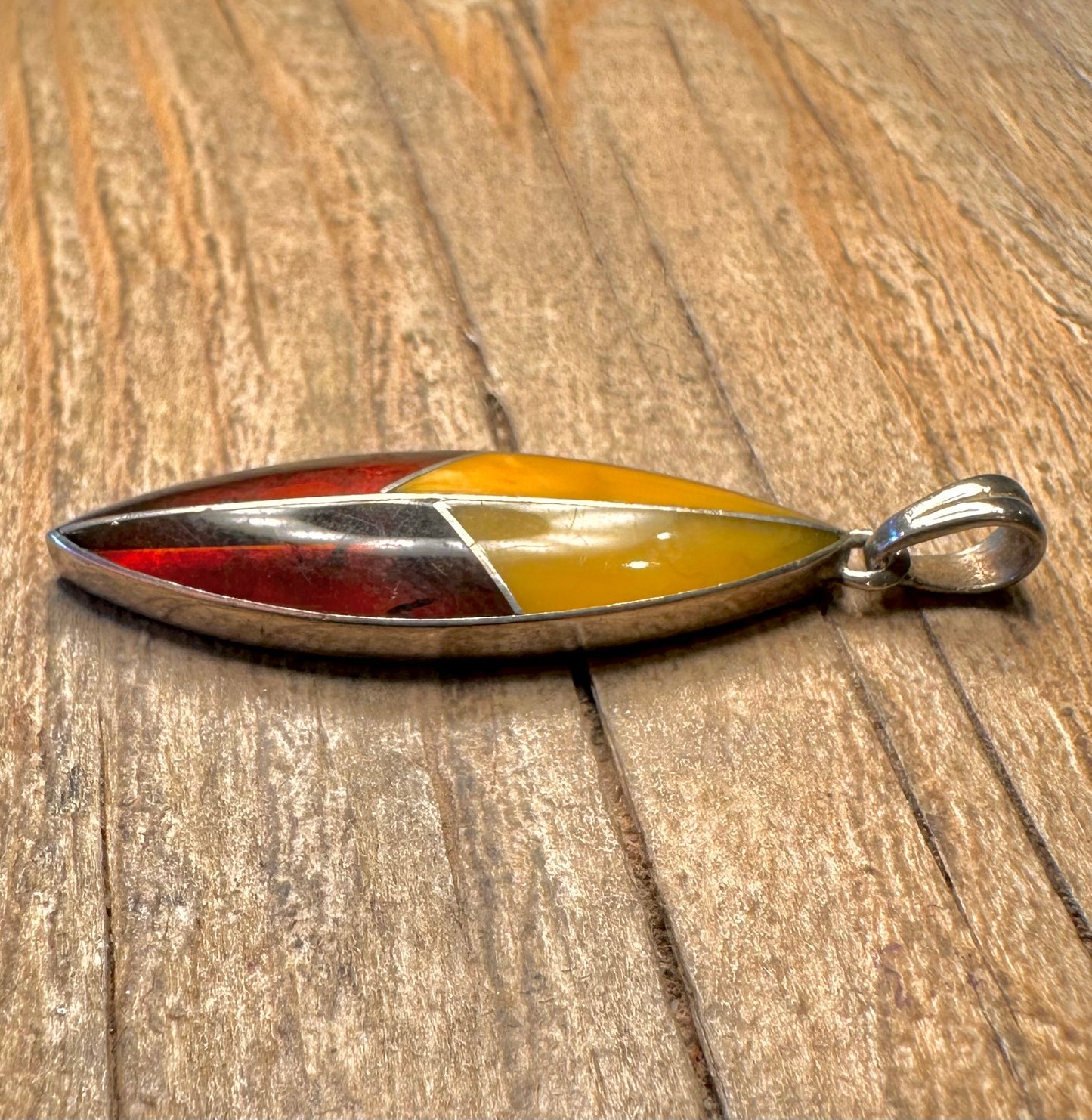 Vintage Amber 925 Sterling Silver Pendant