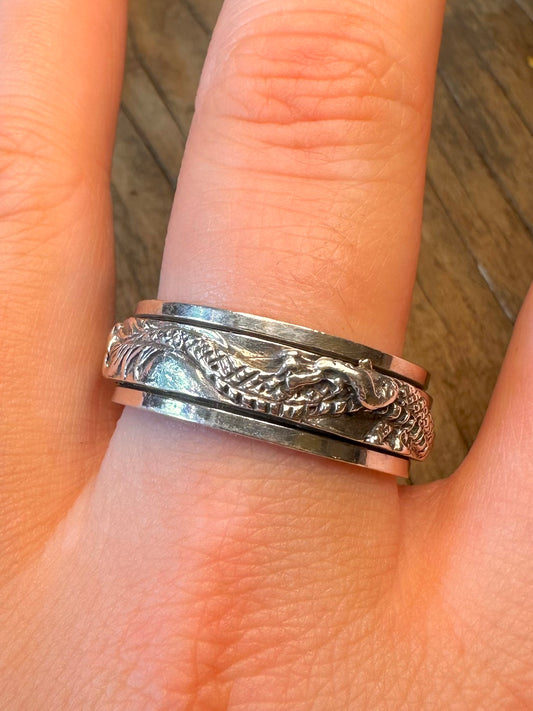 Dragon Spinner Band 925 Sterling Silver Size Z+2 1/2 Ring