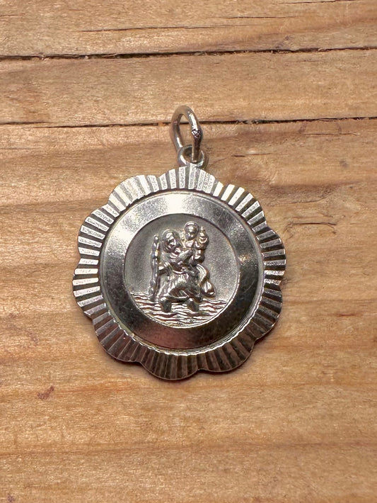 Vintage Georg Jensen St Christopher Textured 925 Sterling Silver Pendant