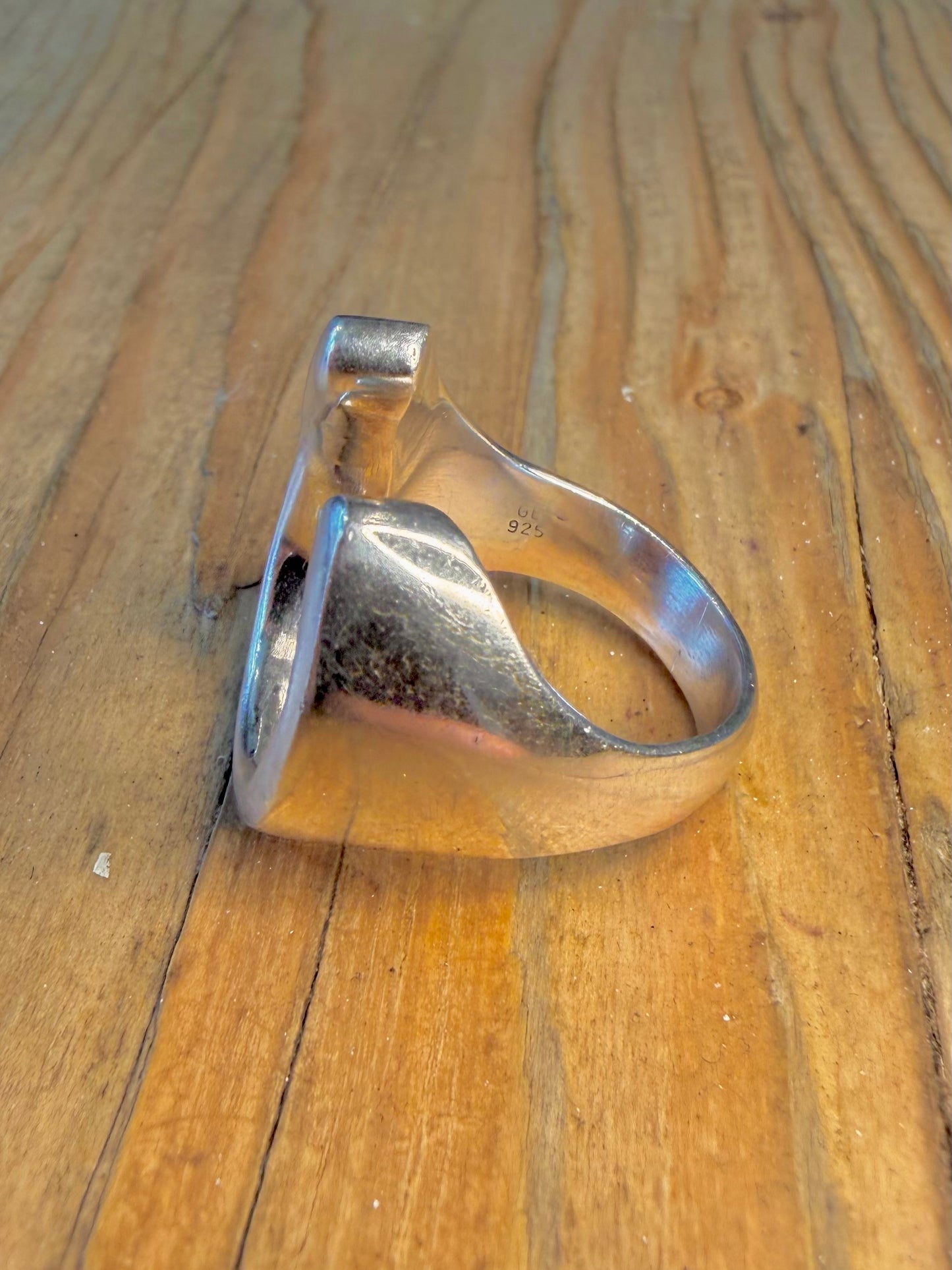 Abstract Curved Shaped Solid 925 Sterling Silver Size S1/2 Ring