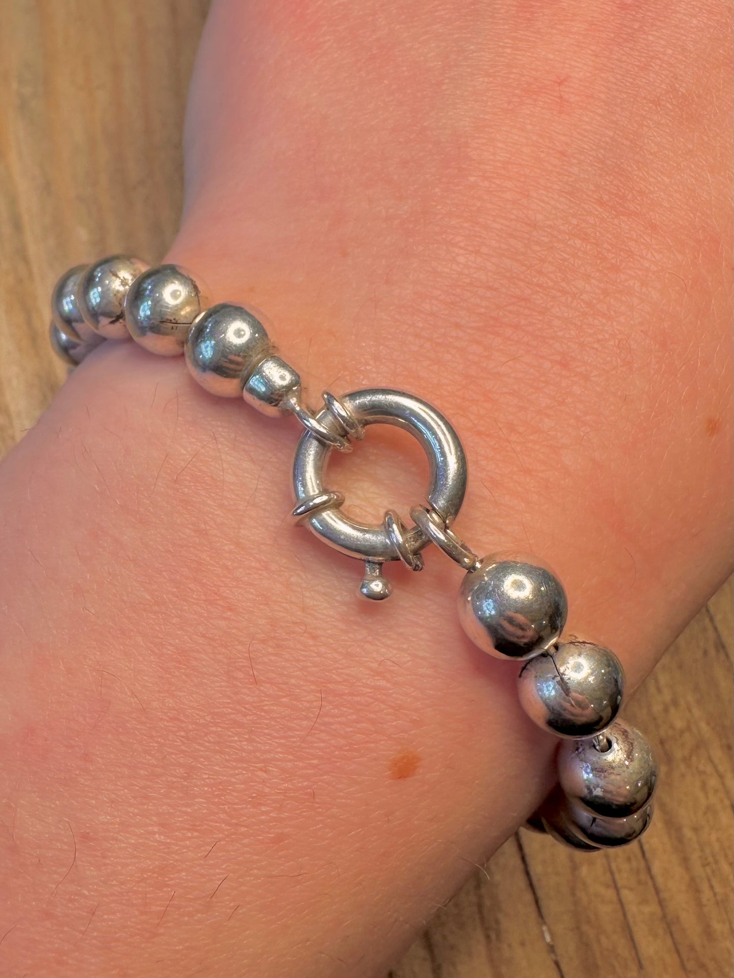 Vintage Kugelkette 9 Karat Vergoldet und 925 Sterling Silber 19 cm Armband
