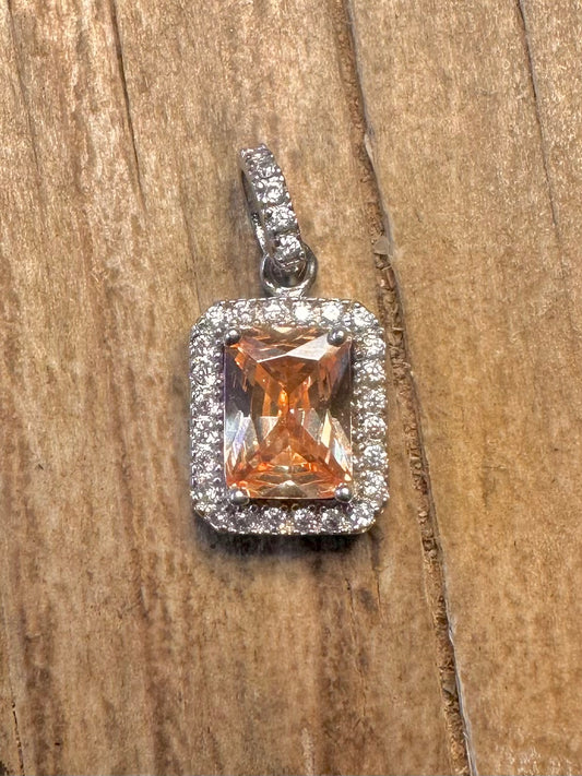 Modern Champagne Colour CZ 925 Sterling Silver Pendant