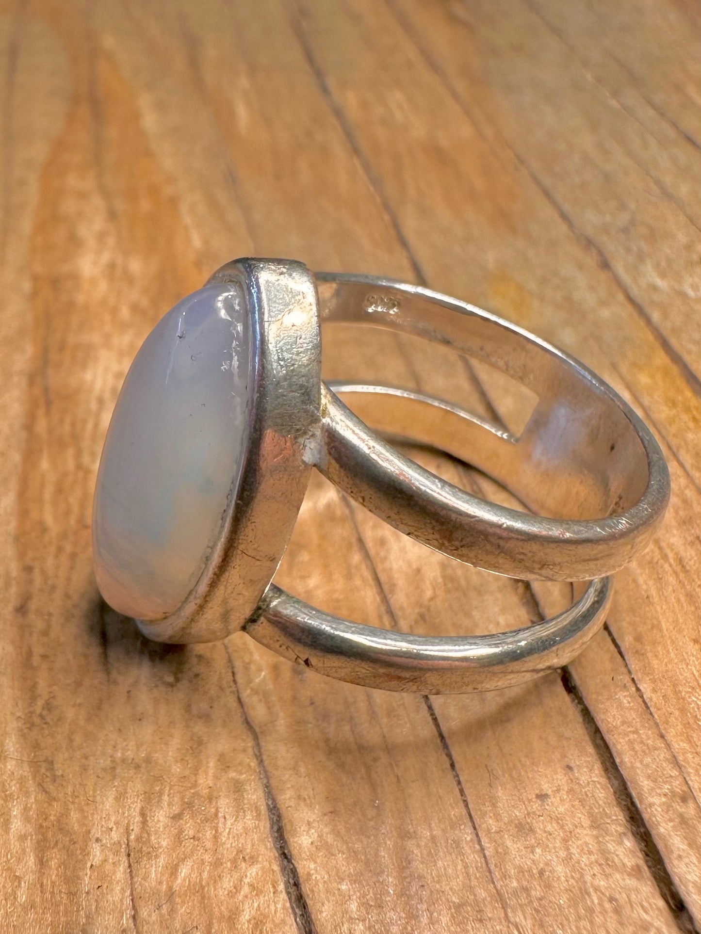 Modernist Opalite 925 Sterling Silver Size P Ring