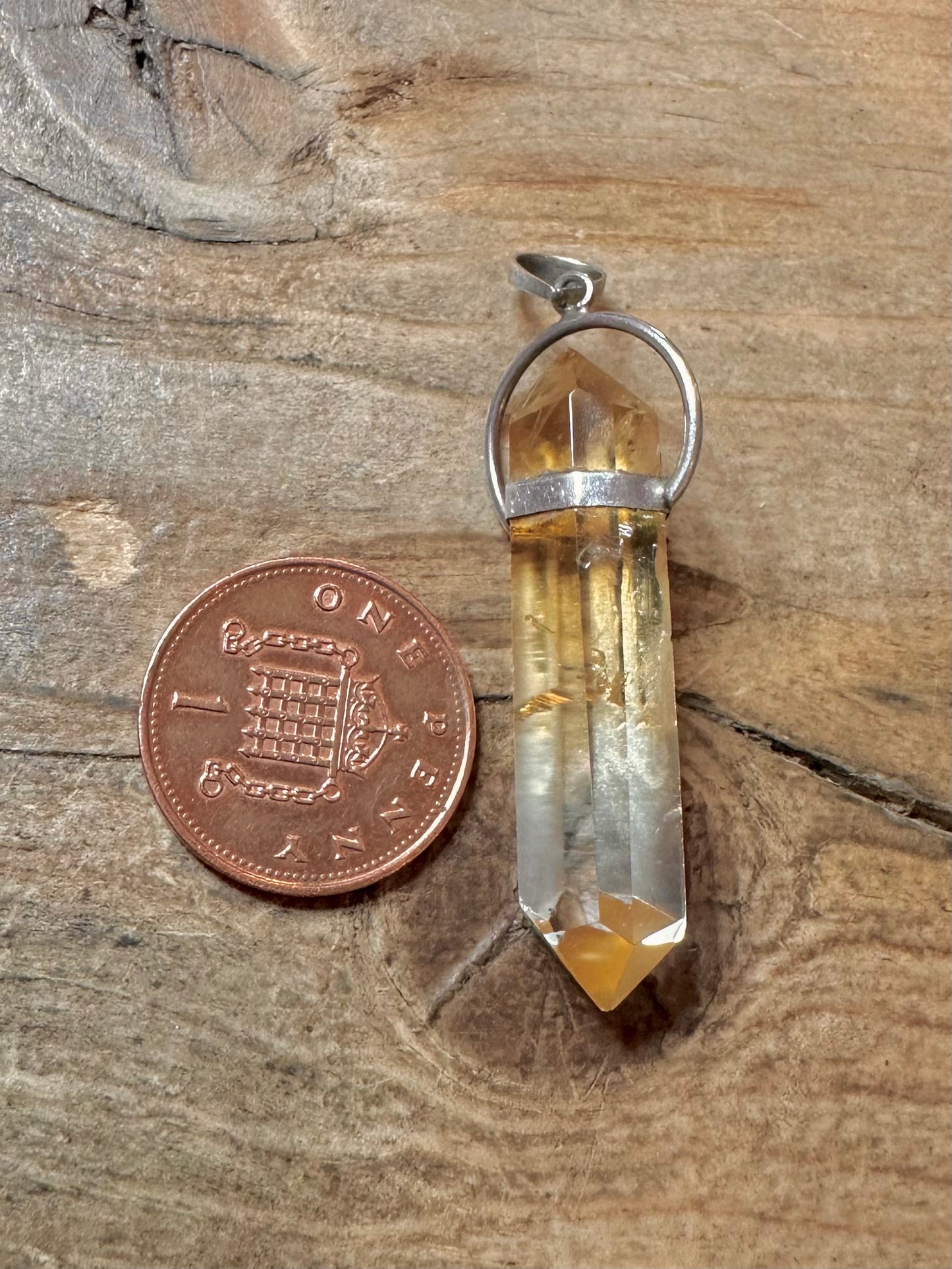 Vintage Citrine and Green Quarts 925 Silver Pendant
