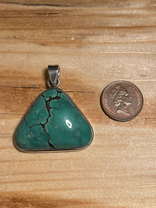 Triangular Turquoise 925 Sterling Silver Pendant