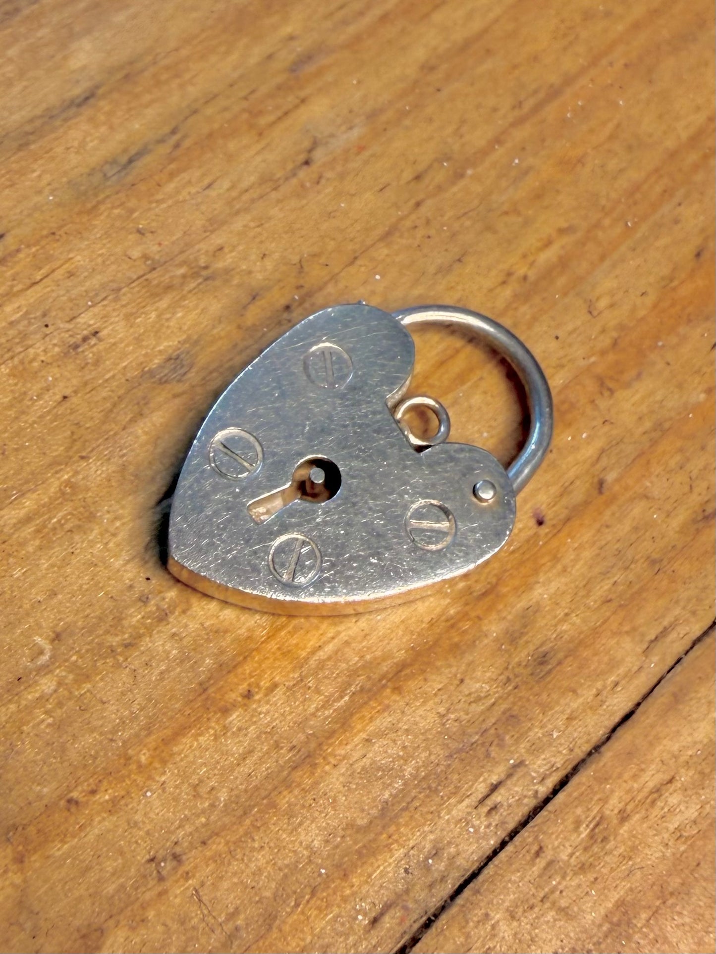 Heart Padlock 1977 Maker RP Hallmarked 925 Sterling Silver Pendant