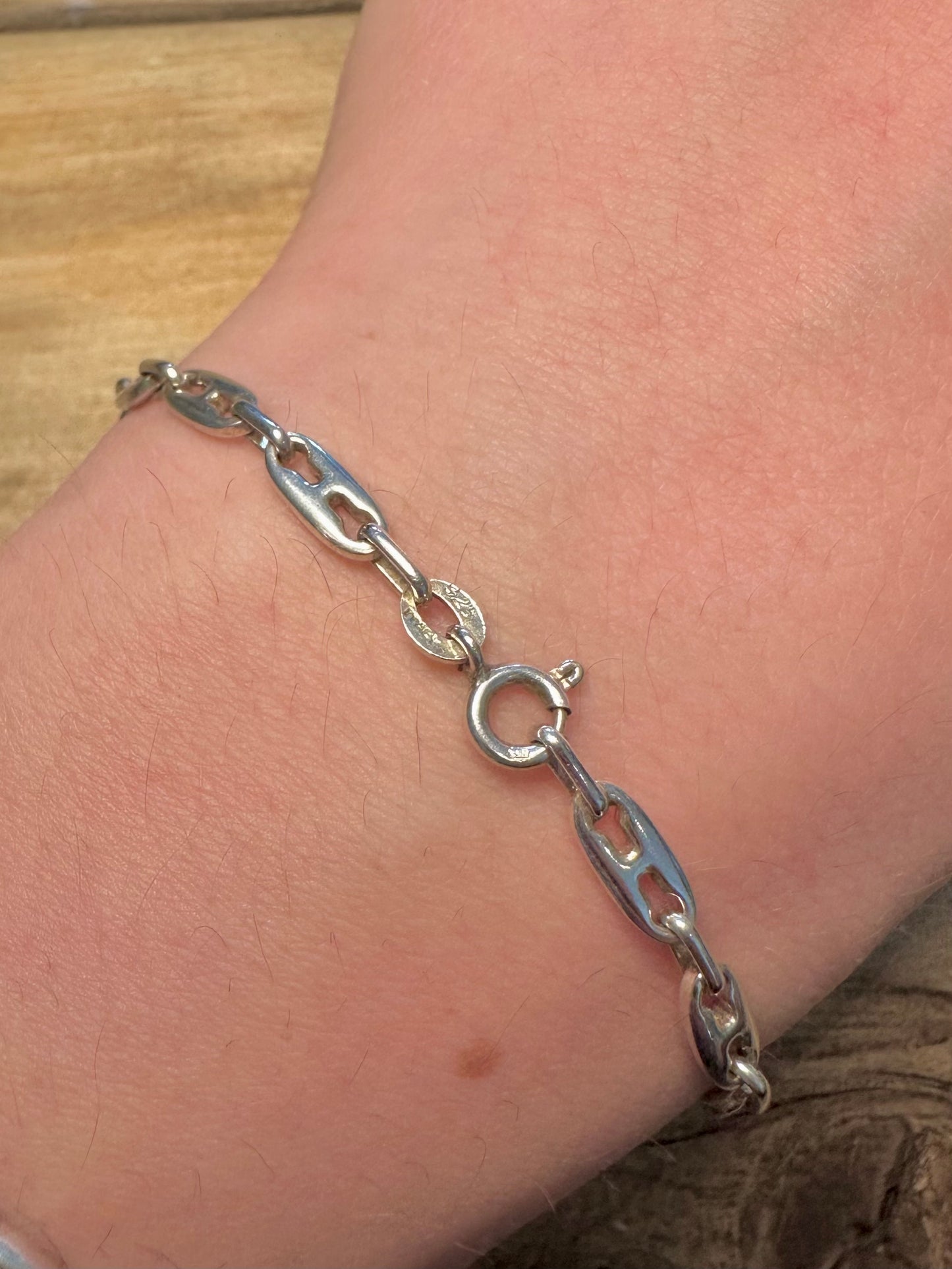 Vintage Anchor Link 925 Silver 7 inch Bracelet