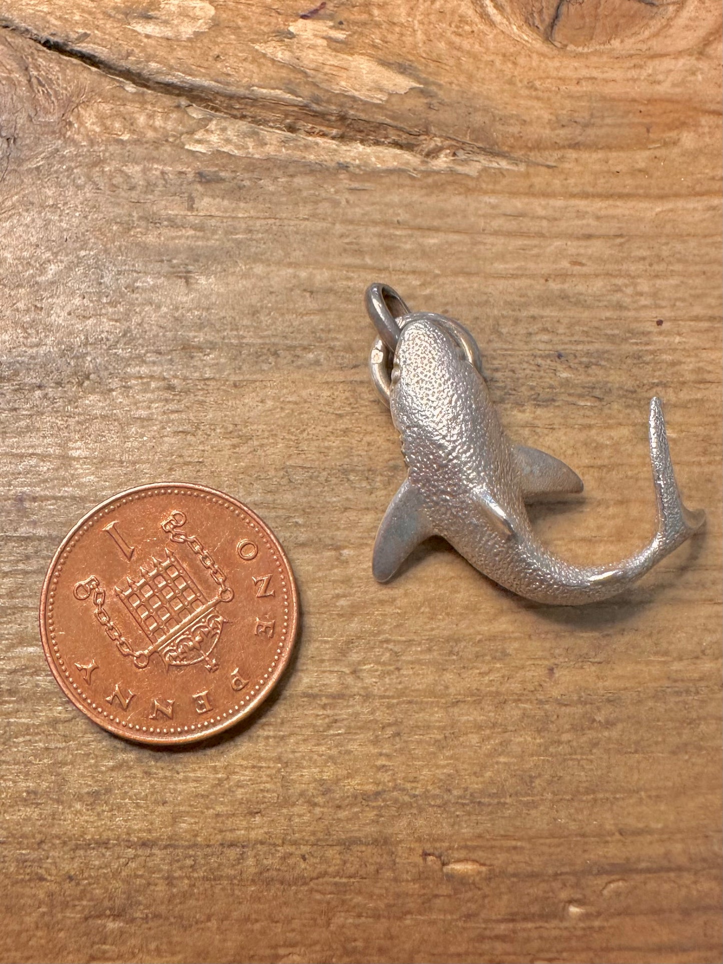Vintage Solid Shark 925 Silver Pendant