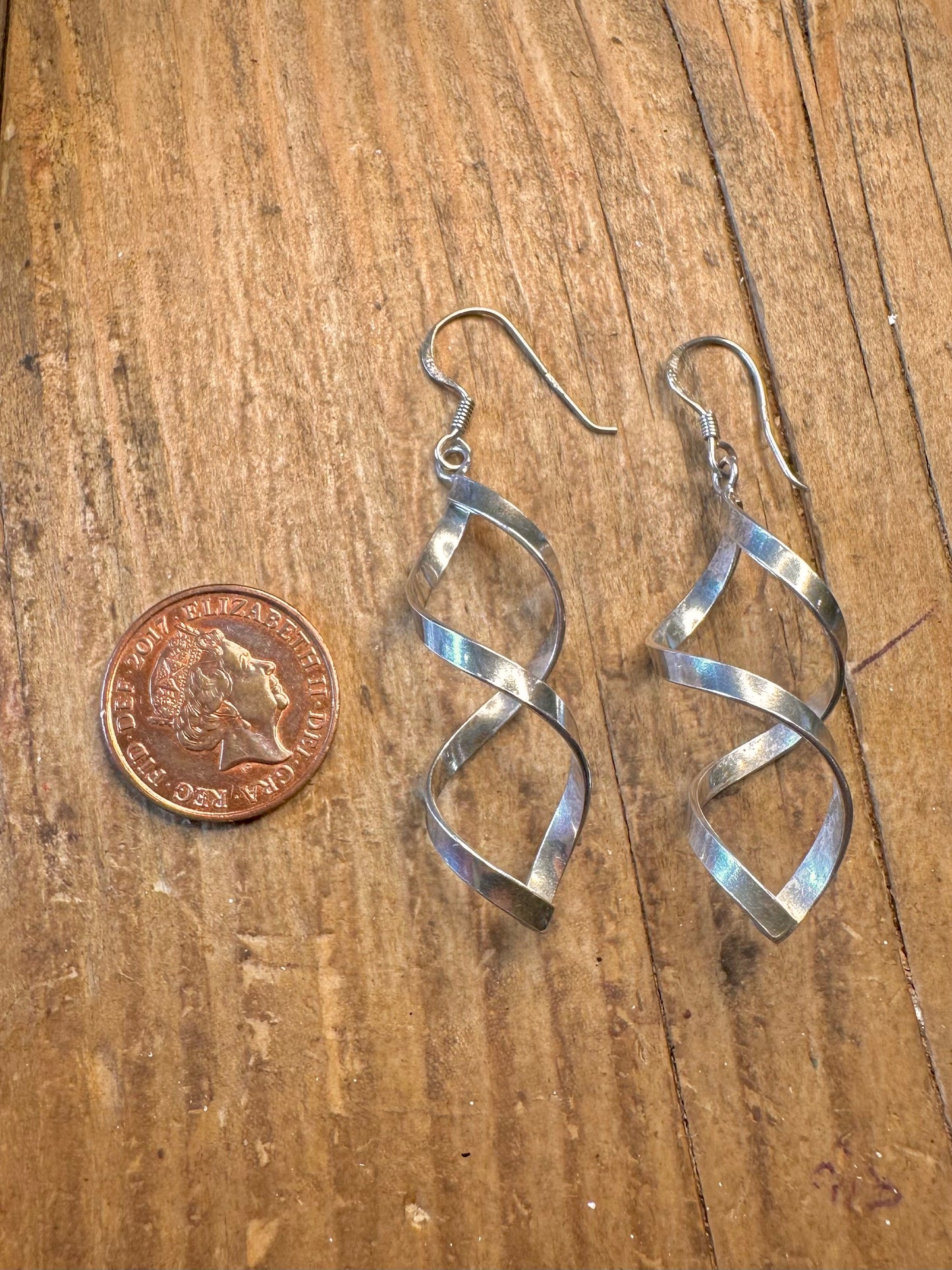 Twisted Dangle 925 Sterling Silver Earrings