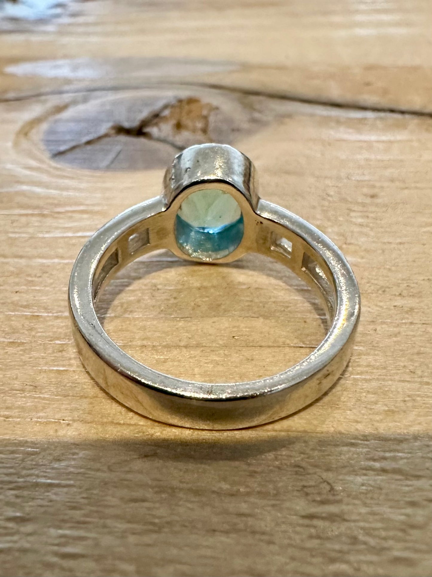 Modern Blue Stone 925 Silver Size K Ring