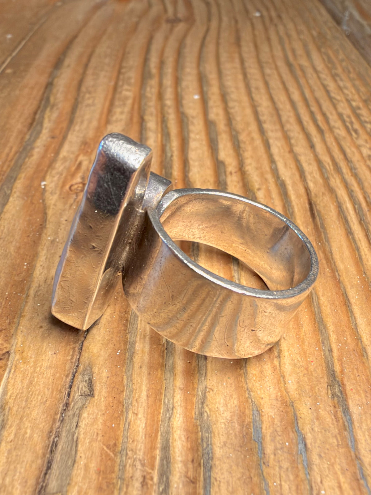 Abstract Mother of Pearl and Baroque Pearl 950 Silver Size R Ring