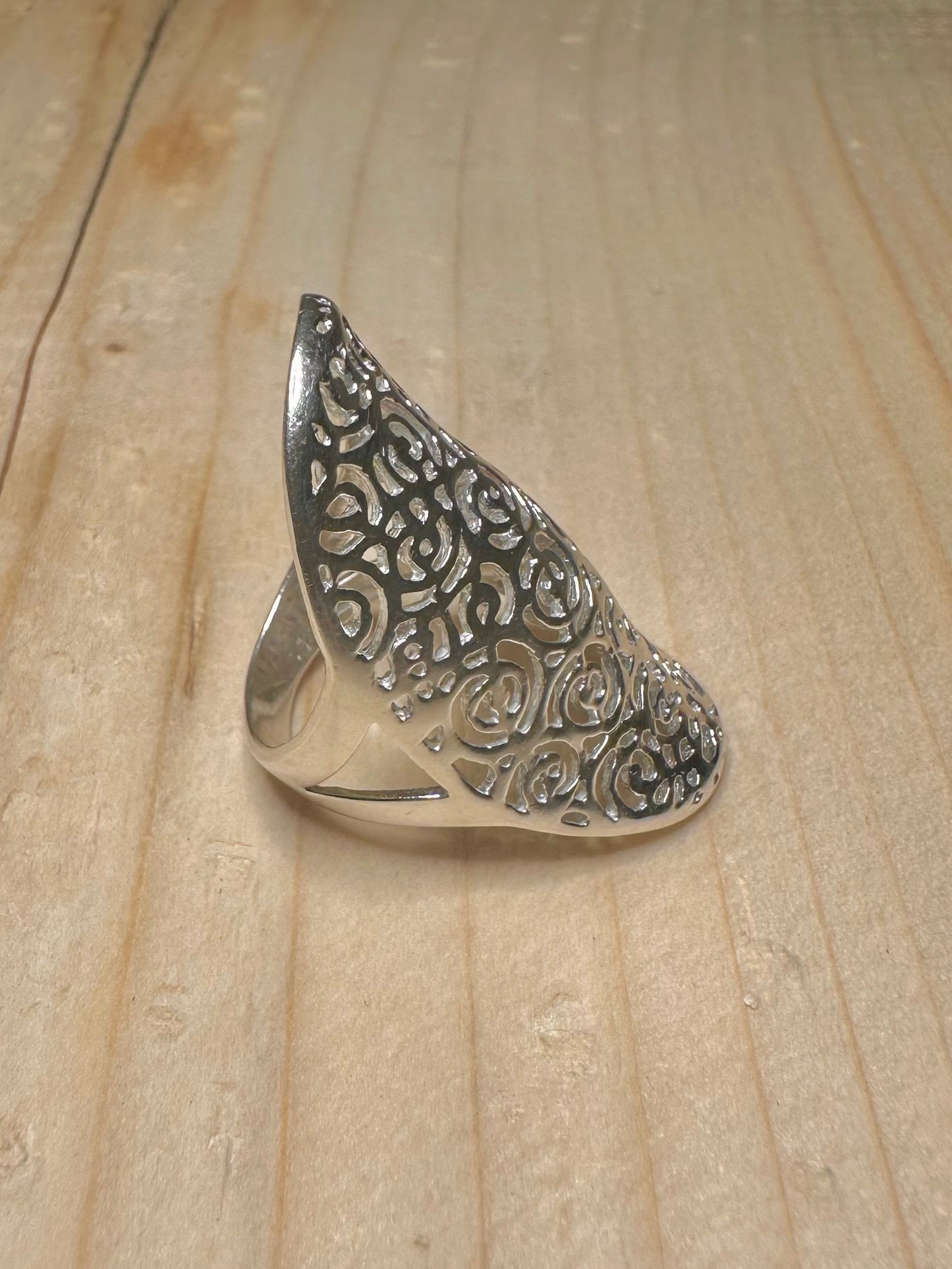Chunky Bohemian Tall Statement 925 Sterling Silver Size O1/2 Ring