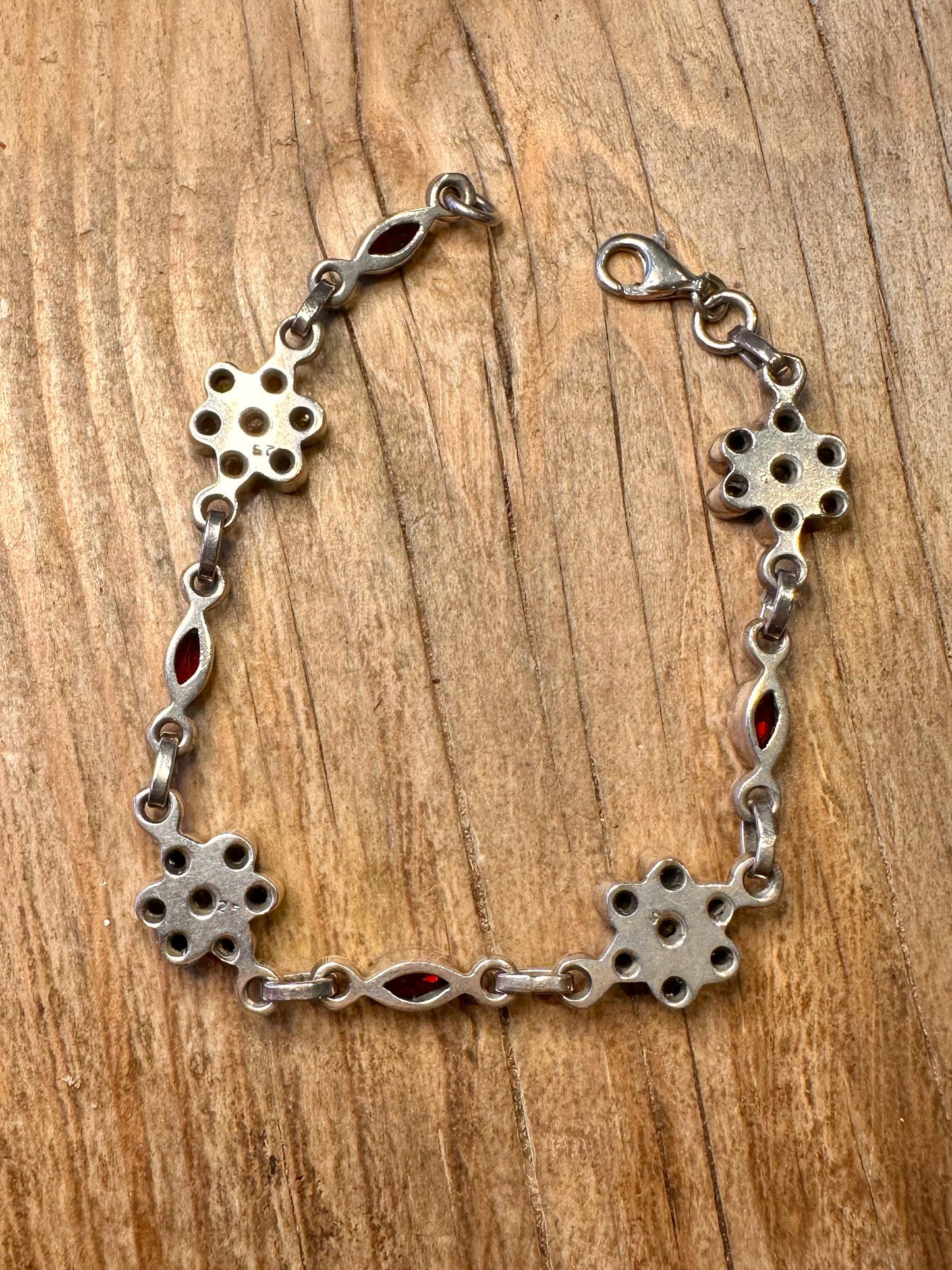 Vintage Multi Gemstone 925 Sterling Silver 7.6 inch Bracelet