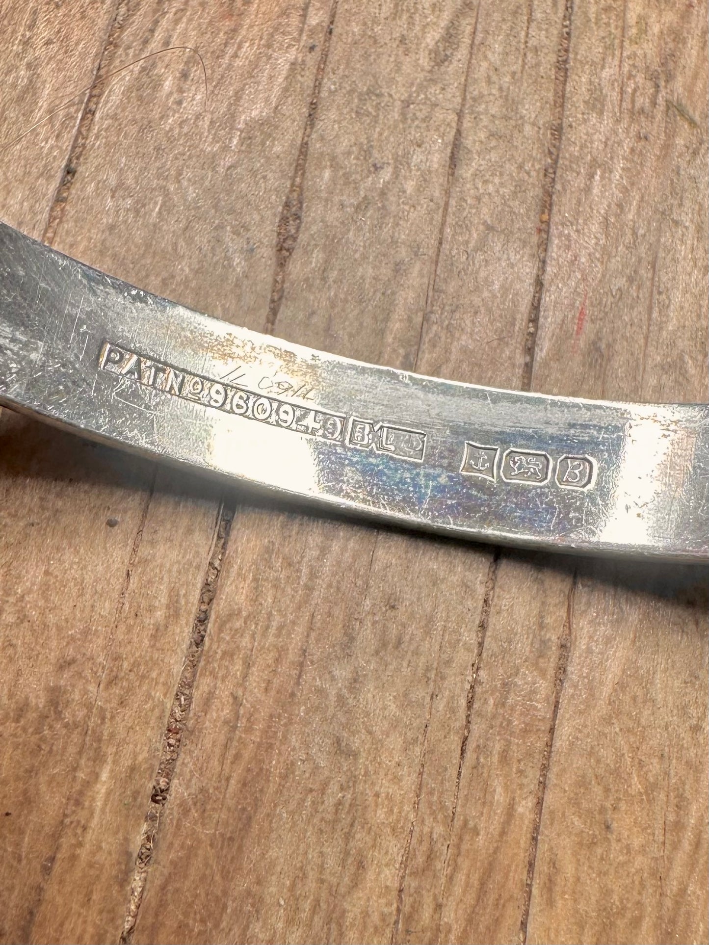 Vintage 1976 Buckle Belt Textured 925 Sterling Silver Bangle