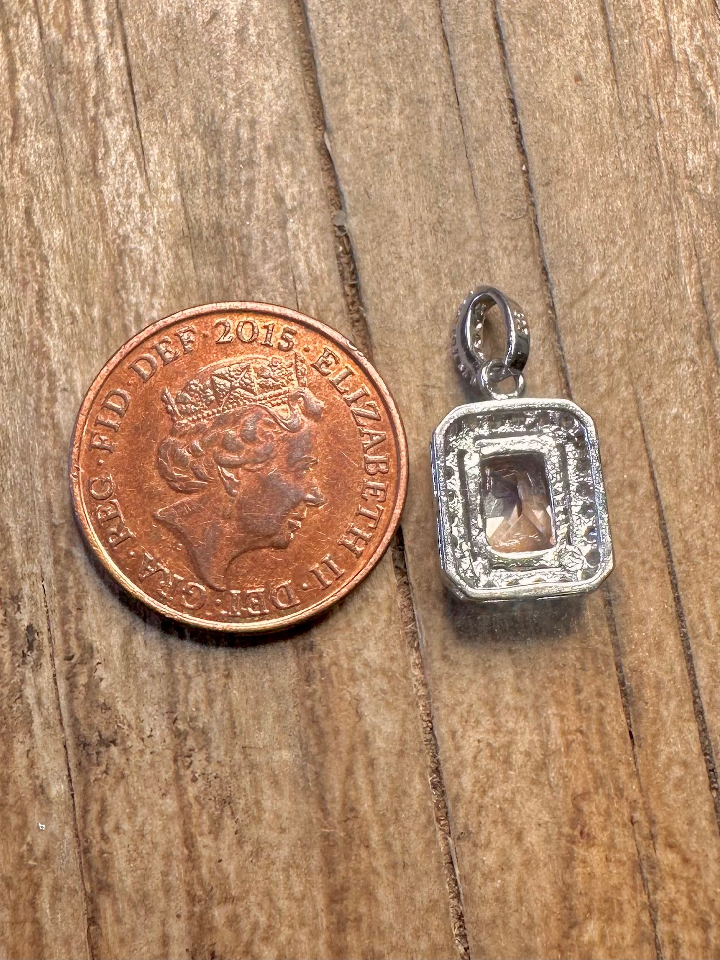 Modern Champagne Colour CZ 925 Sterling Silver Pendant