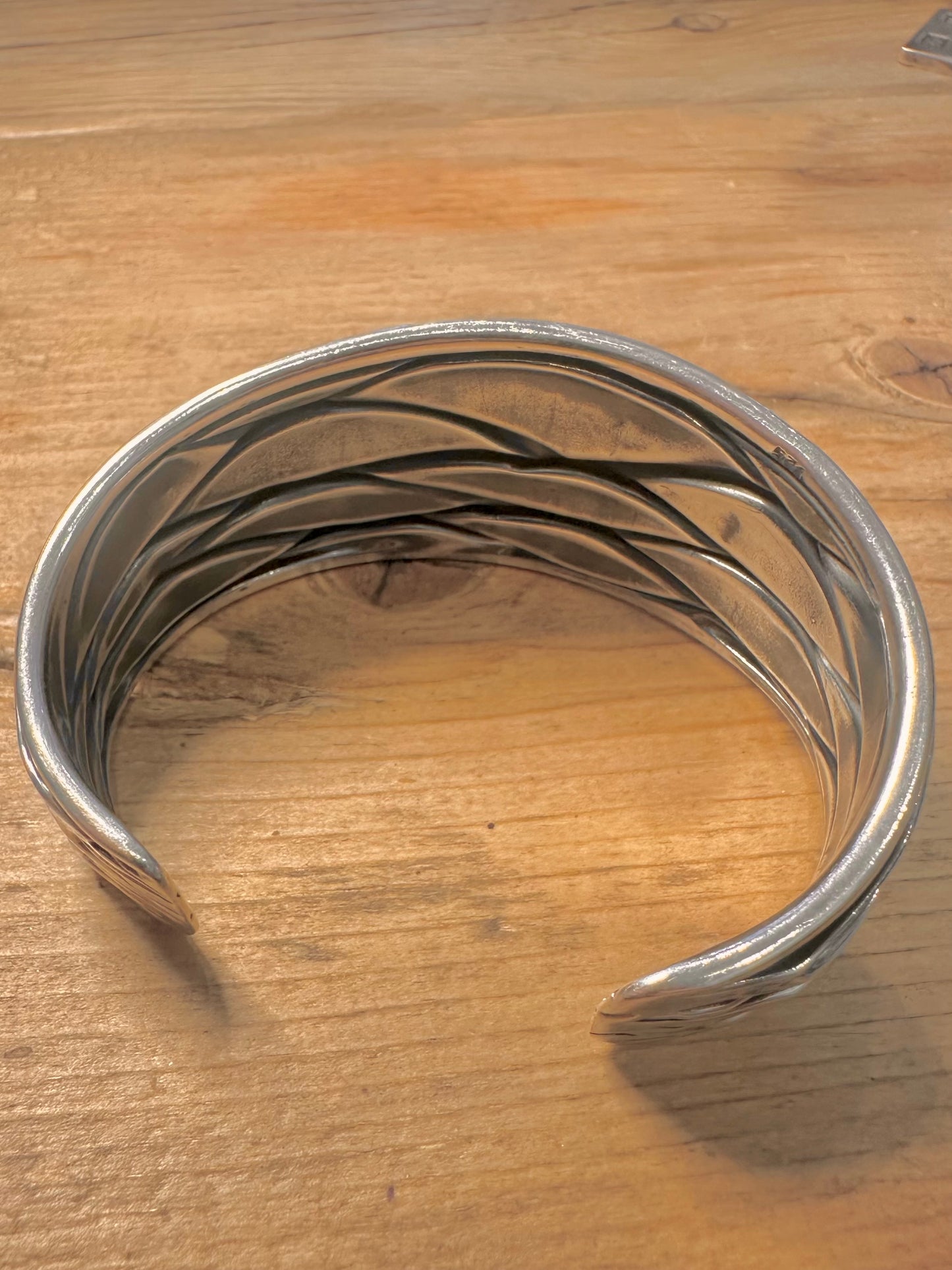 Modernist Ripple Oxides 925 Silver Cuff Bangle
