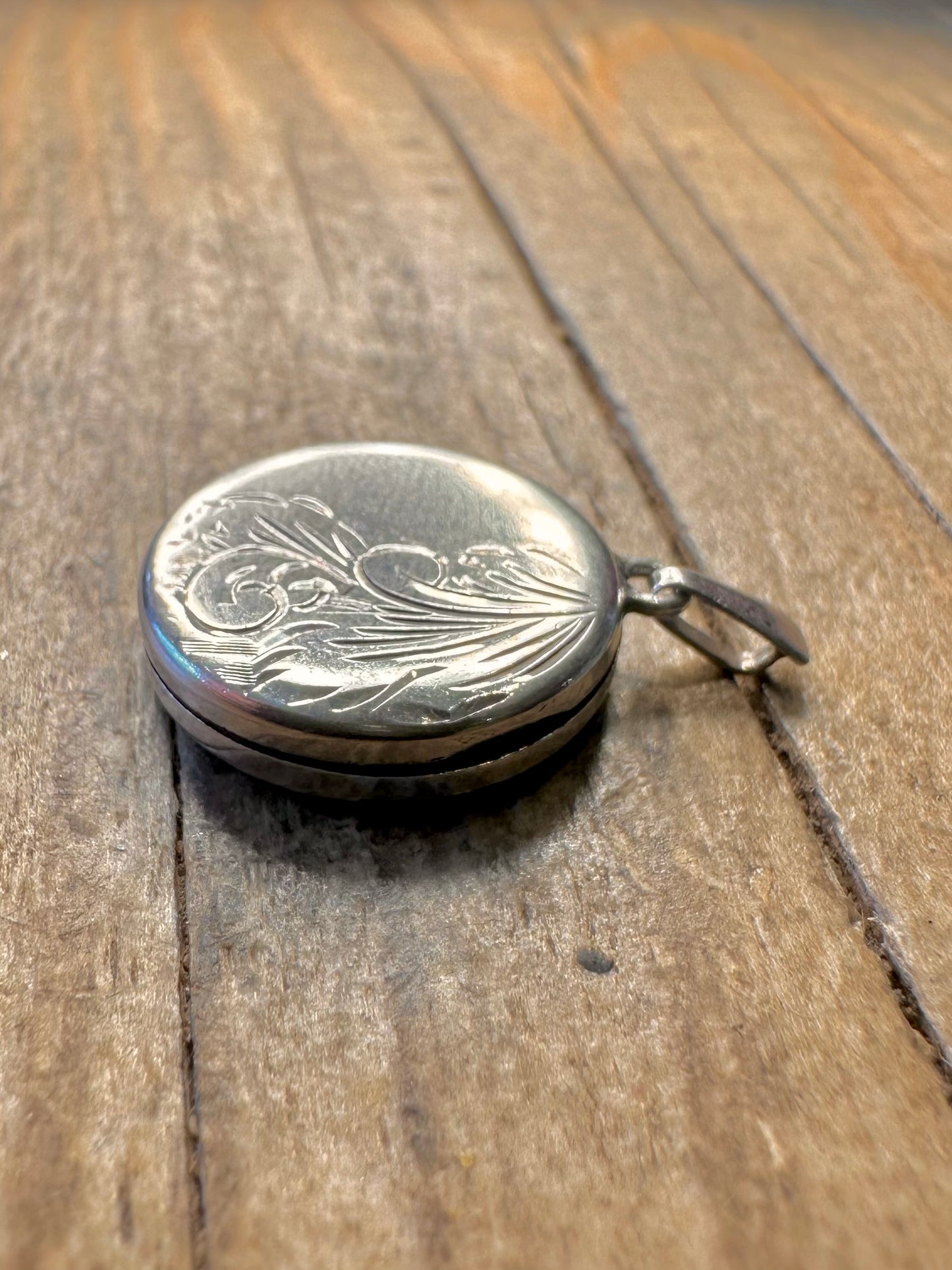 Gravierter Kreis-Medaillon 925 Sterling Silber Anhänger