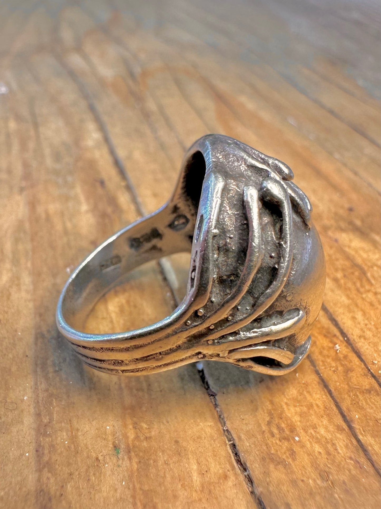 Brutalist 1970’s Organic Rounded 925 Sterling Silver Size P Ring